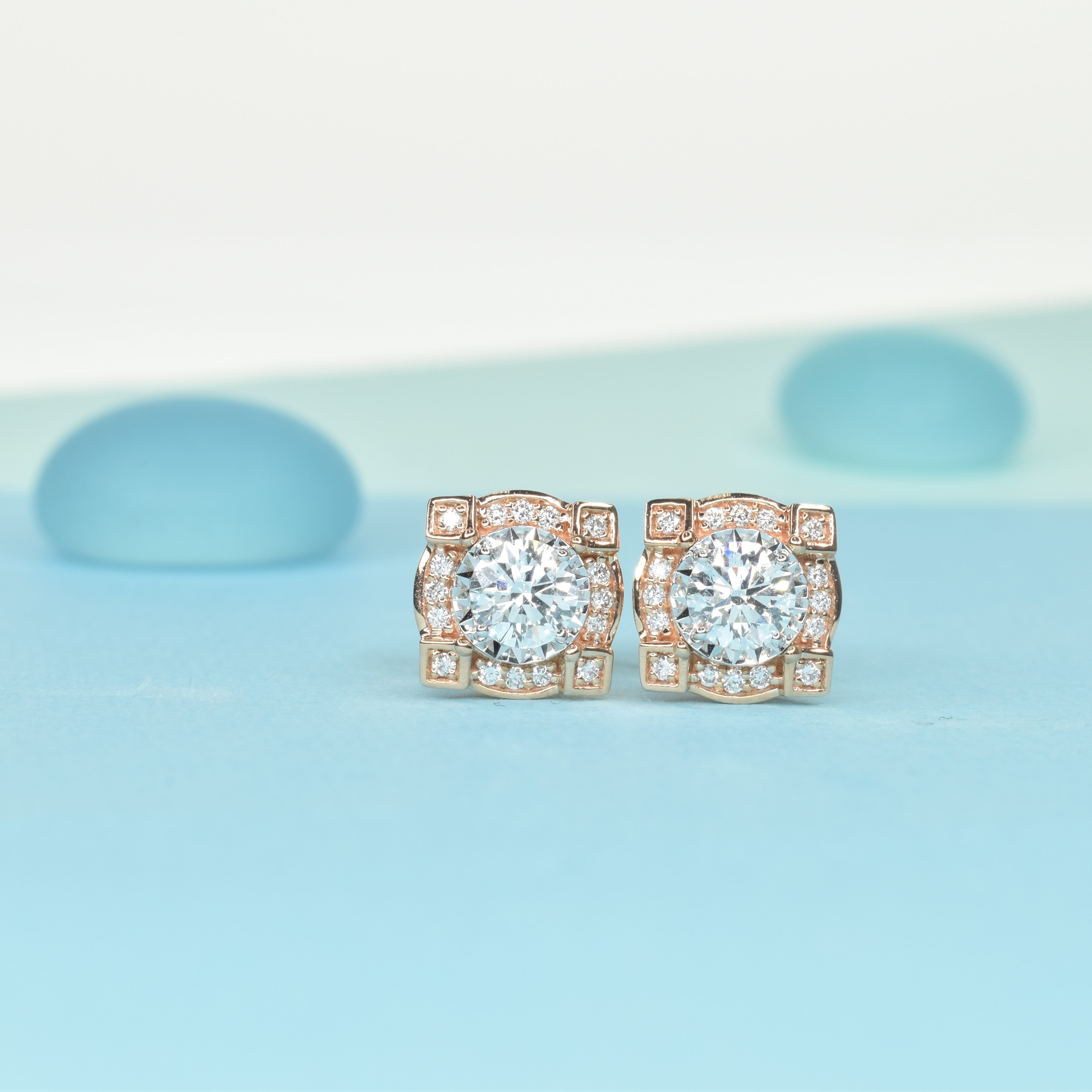 Art Deco Halo Round Earrings