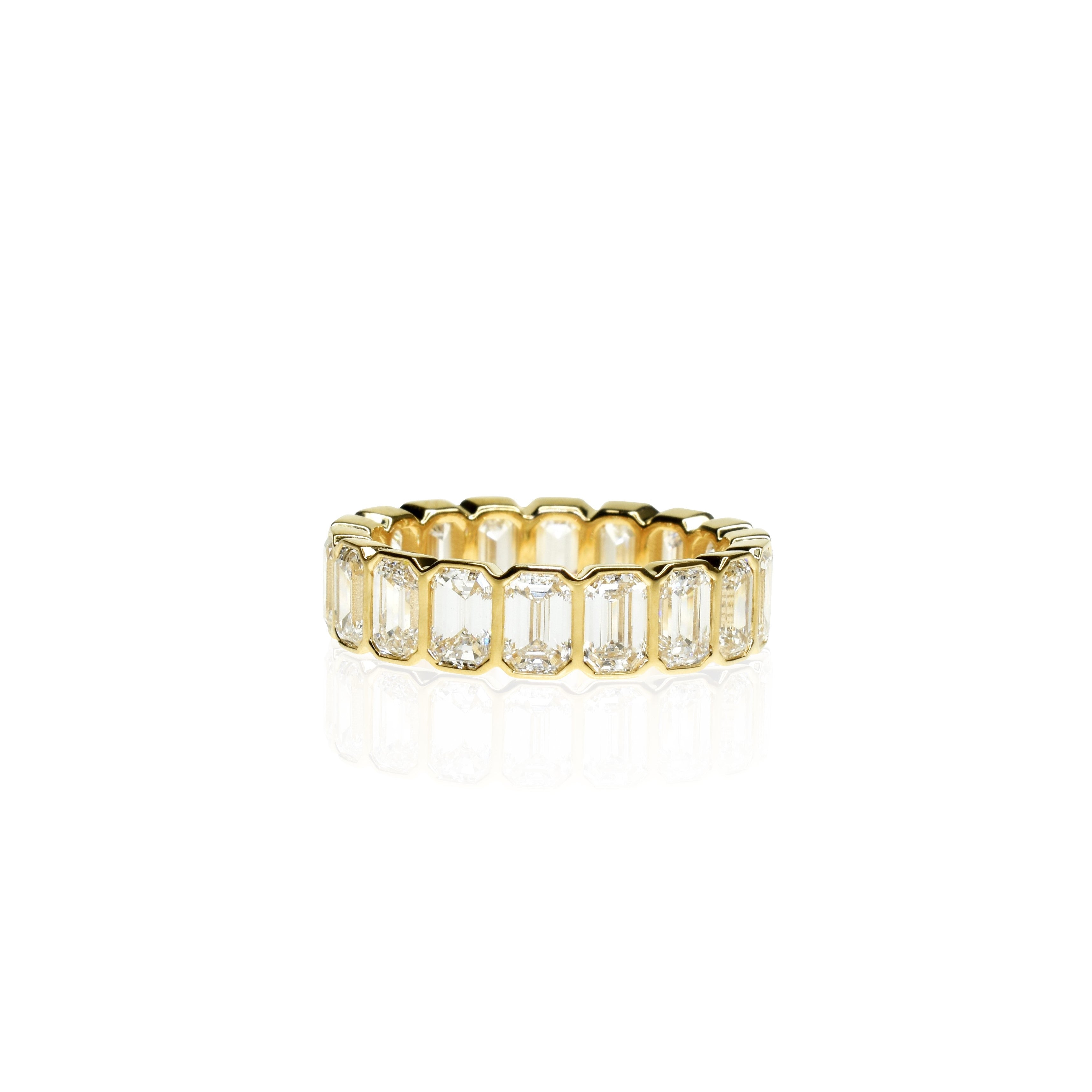 Emerald Cut Bezel Set Lab Grown Diamond Eternity Band