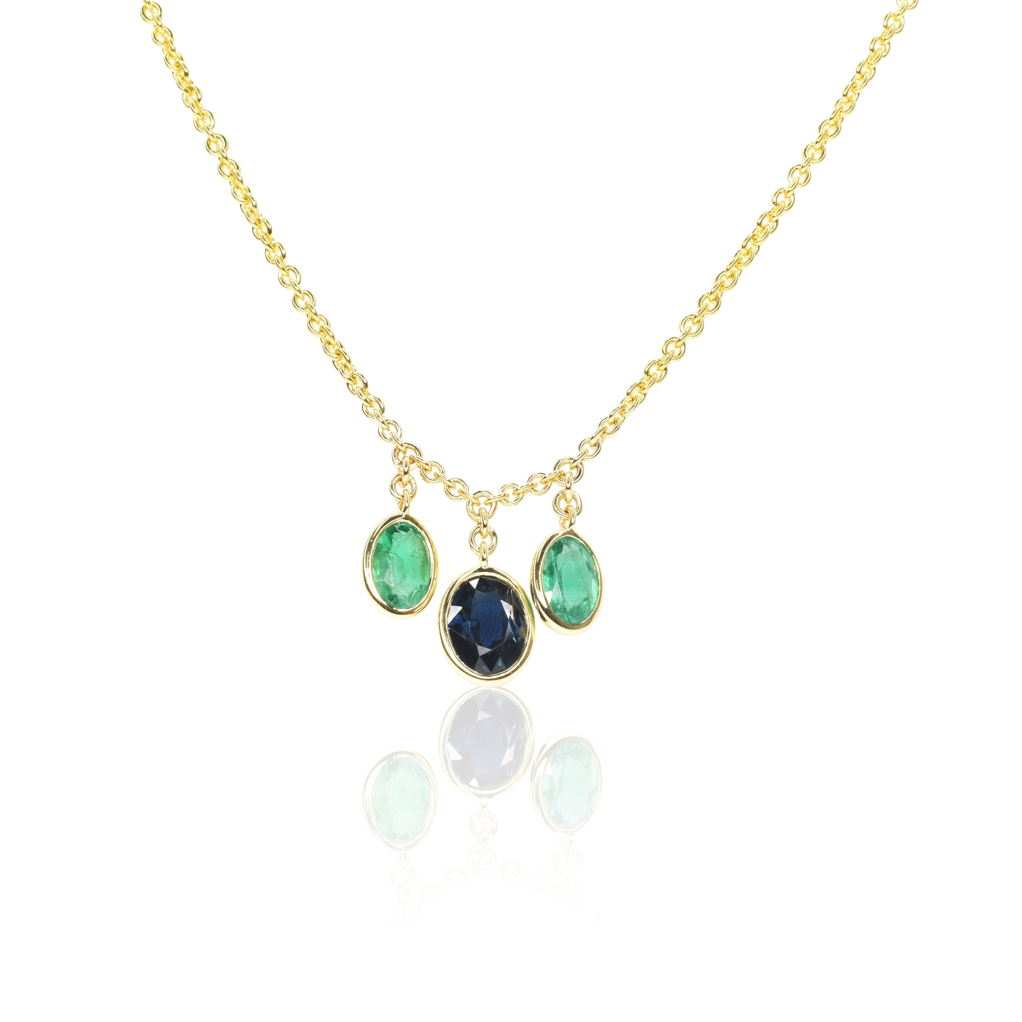 Oval Sapphire And Emerald Necklace