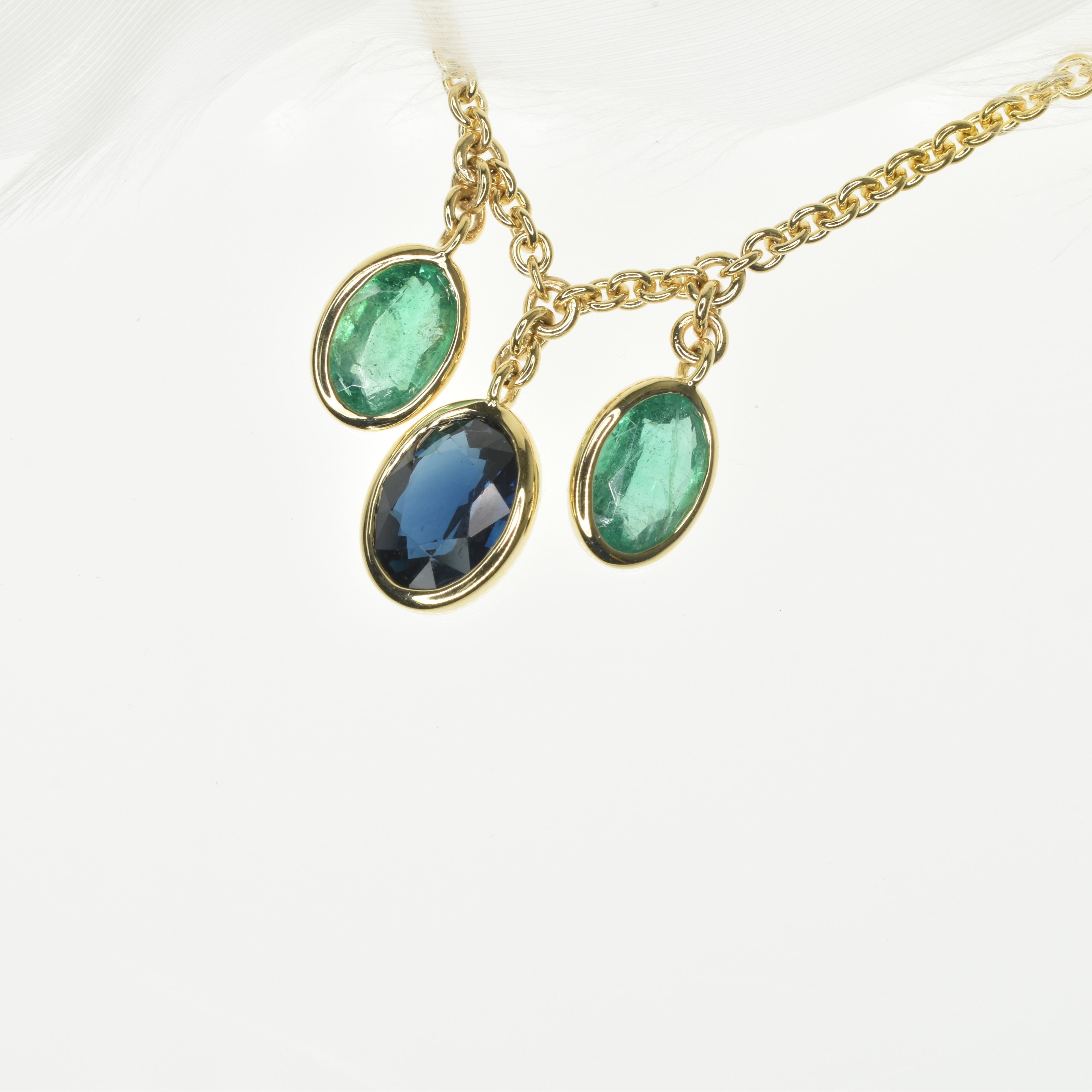 Oval Sapphire And Emerald Necklace