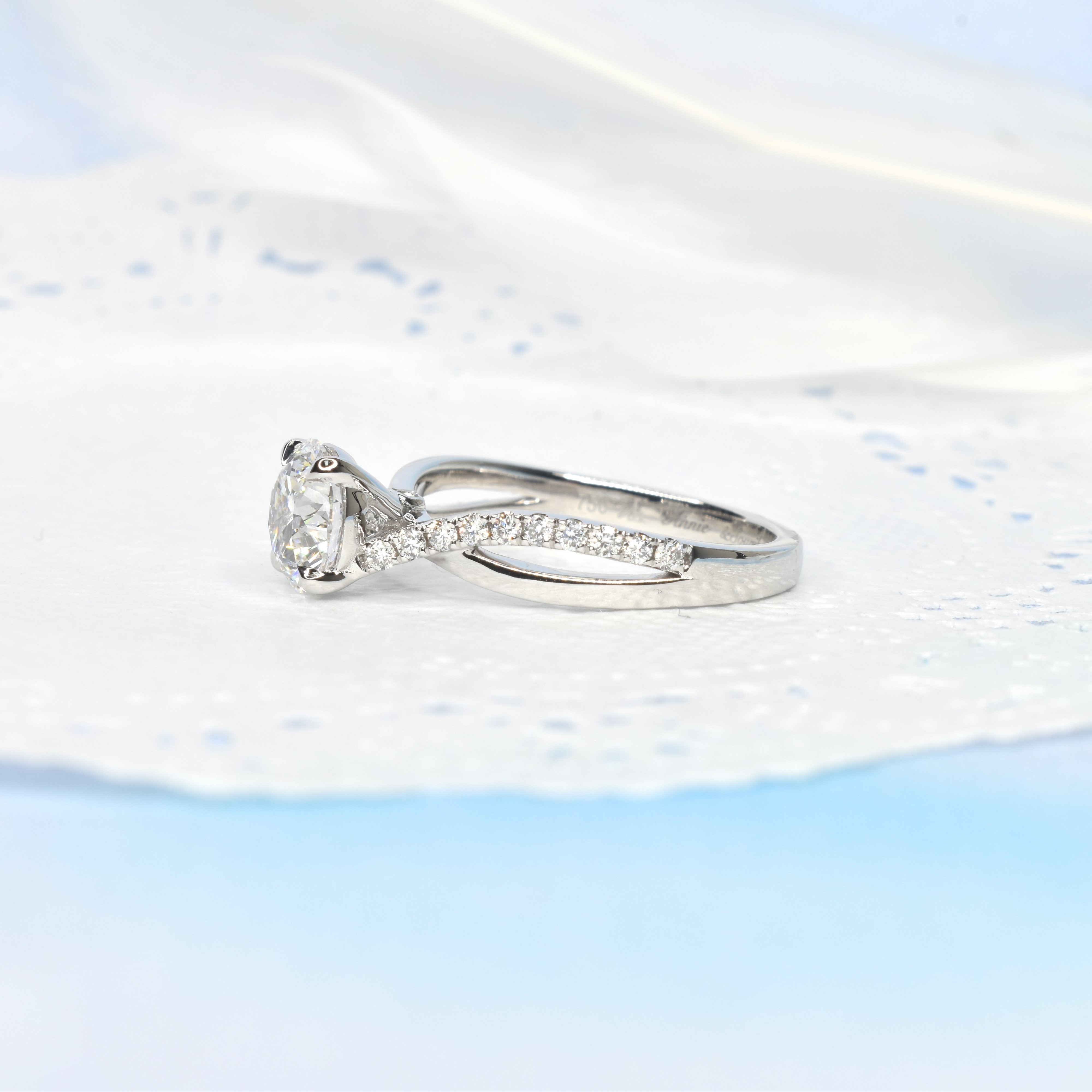 1.5ct Lab Grown Diamond Engagement Ring with an Intertwining Band