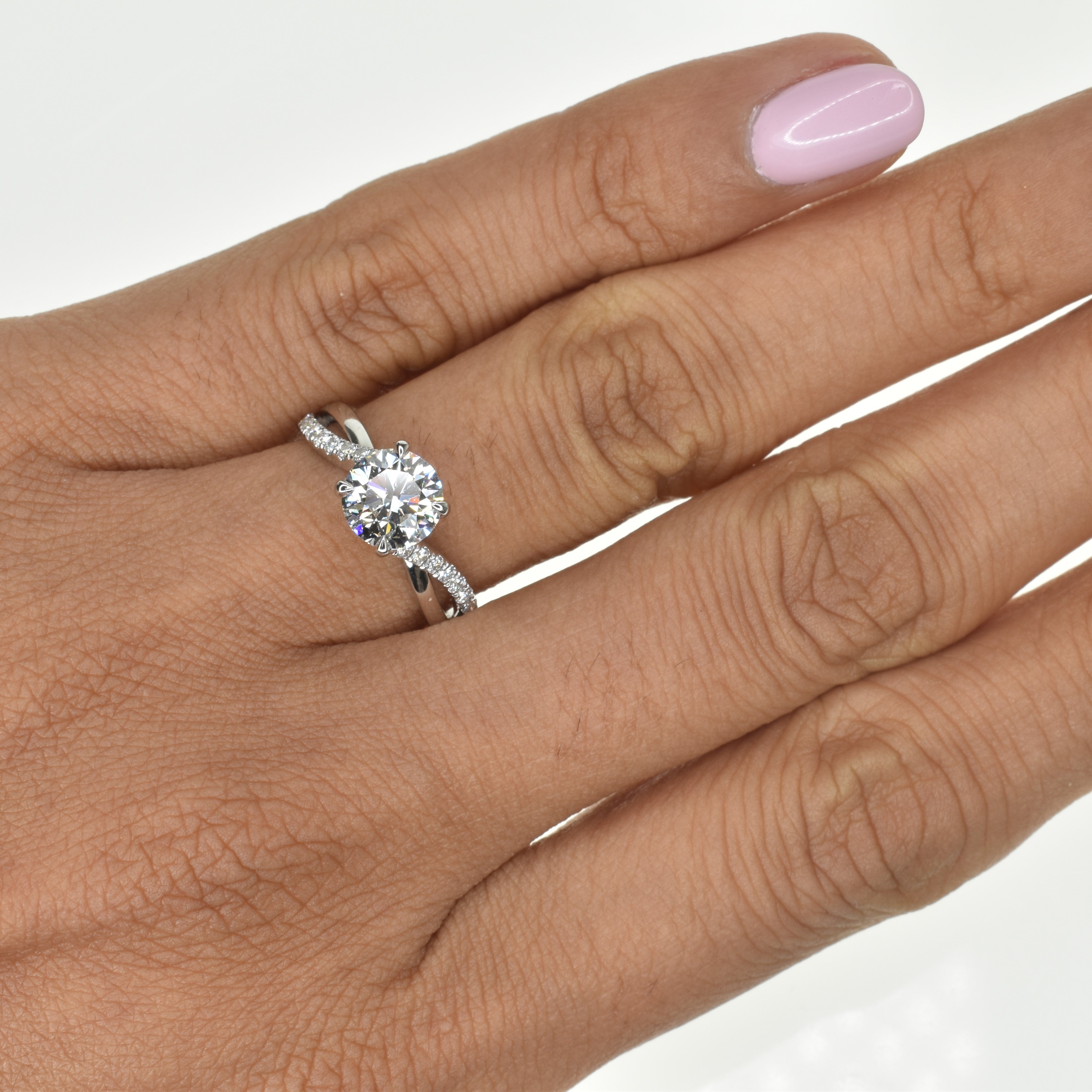 1.5ct Lab Grown Diamond Engagement Ring with an Intertwining Band