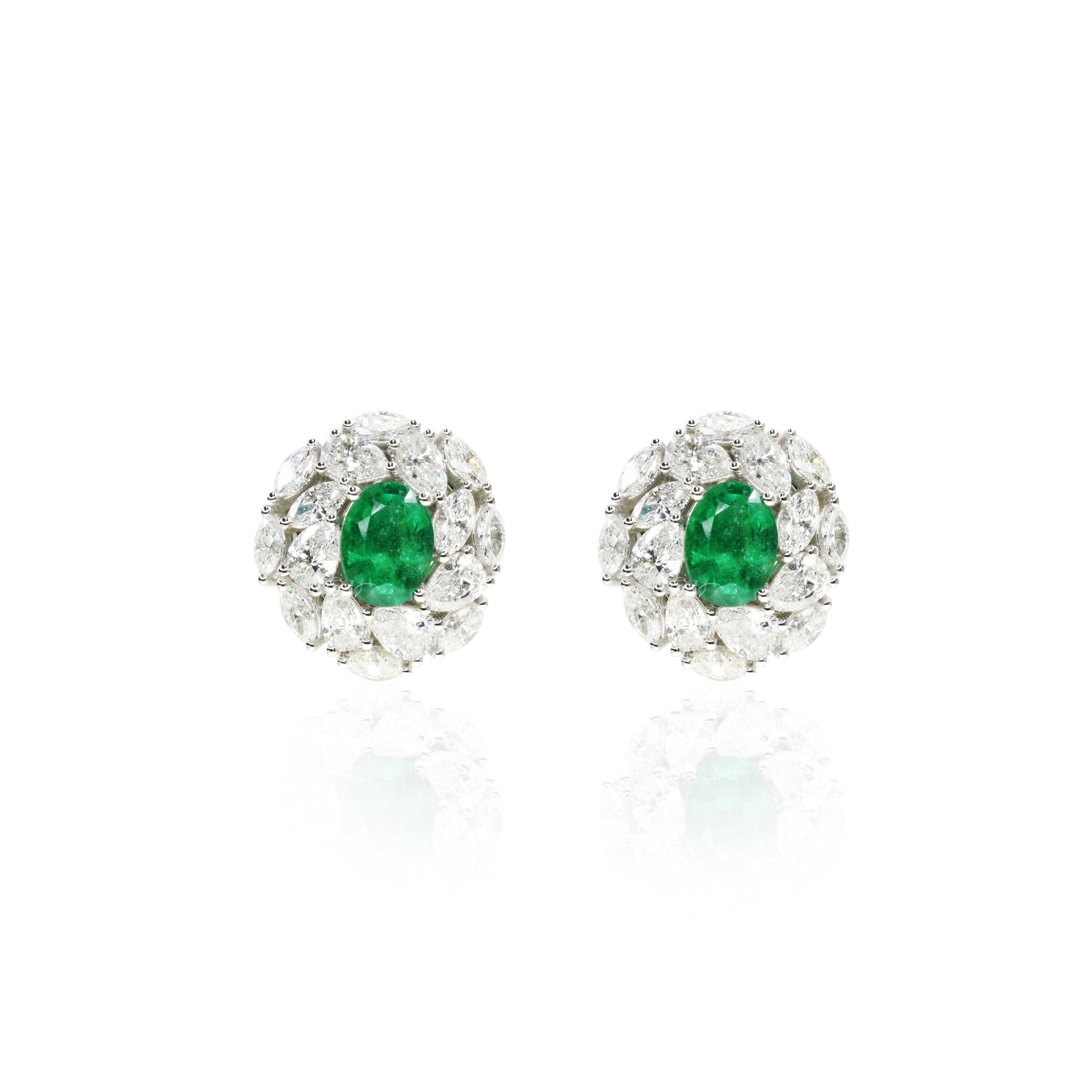 Emerald and Diamond Dress Earrings