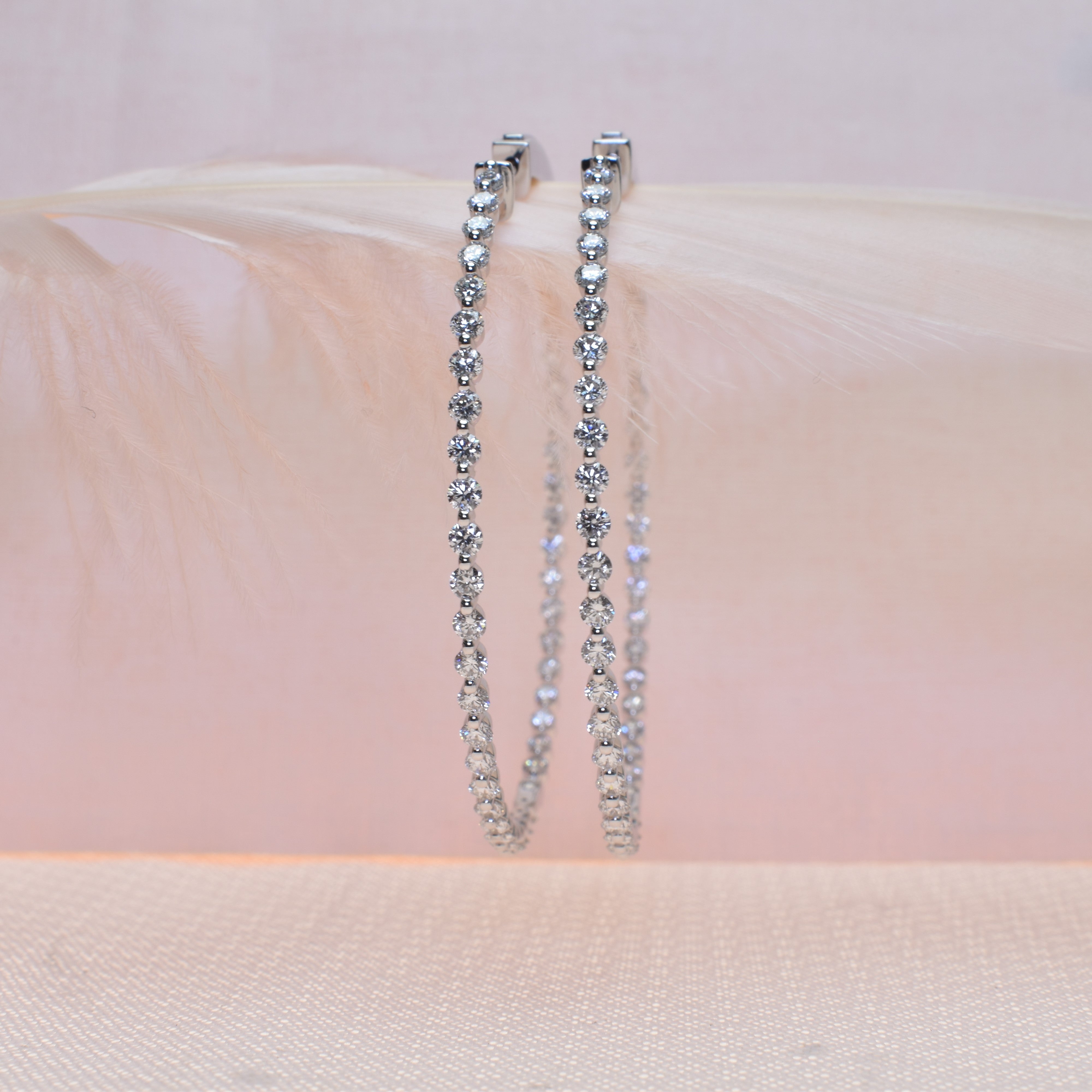 Lab Grown Shared Prong  Hoops with 2.1mm diamonds