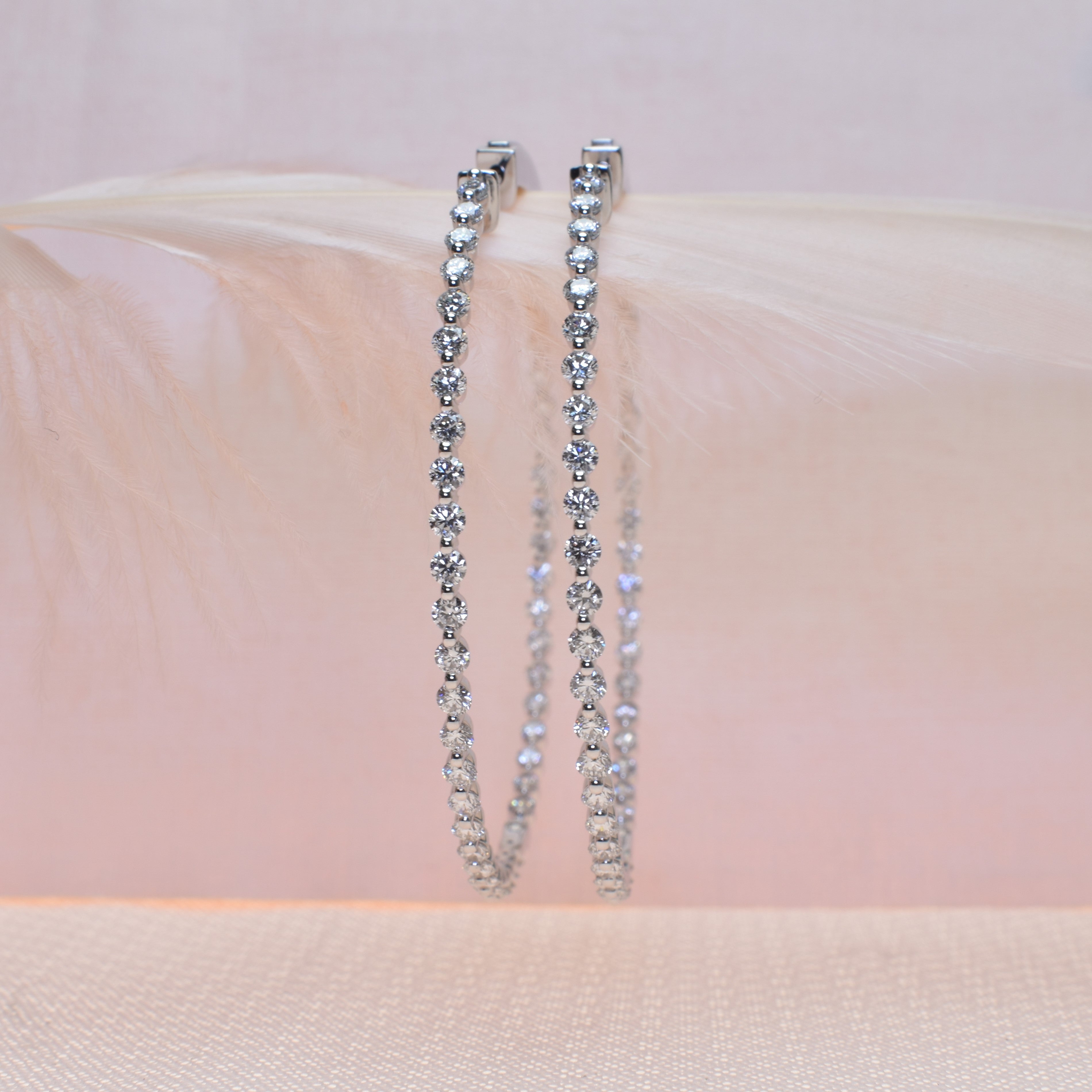 Shared Prong Diamond Hoops with 2.1mm diamonds