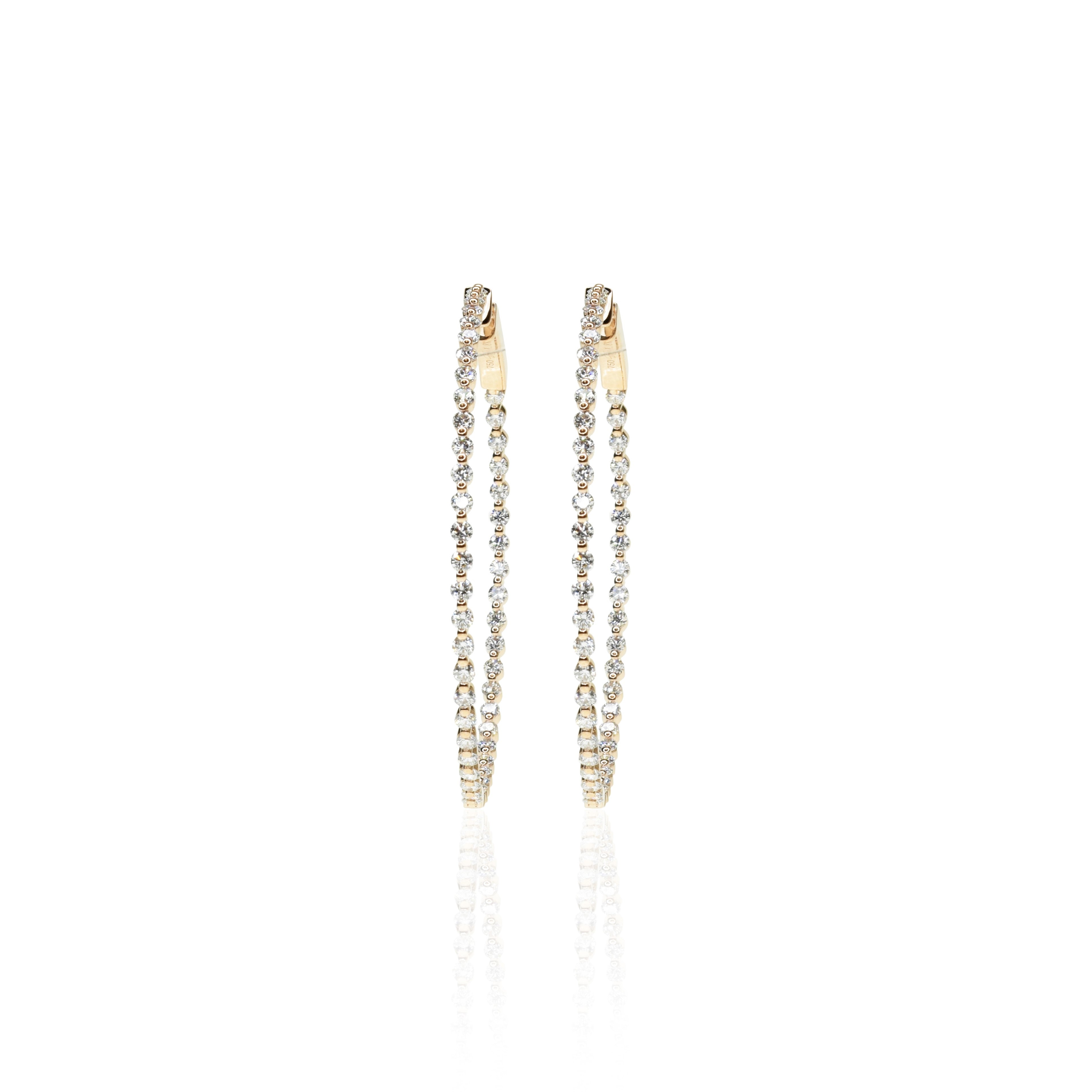 Shared Prong Diamond Hoops with 2.1mm diamonds