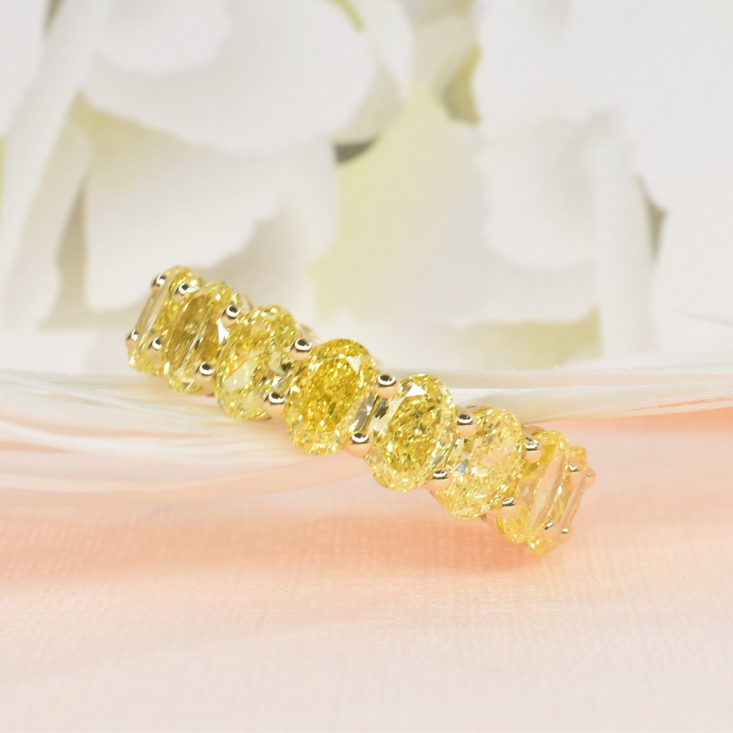 Lab Grown Diamond Eternity Band with Yellow Ovals