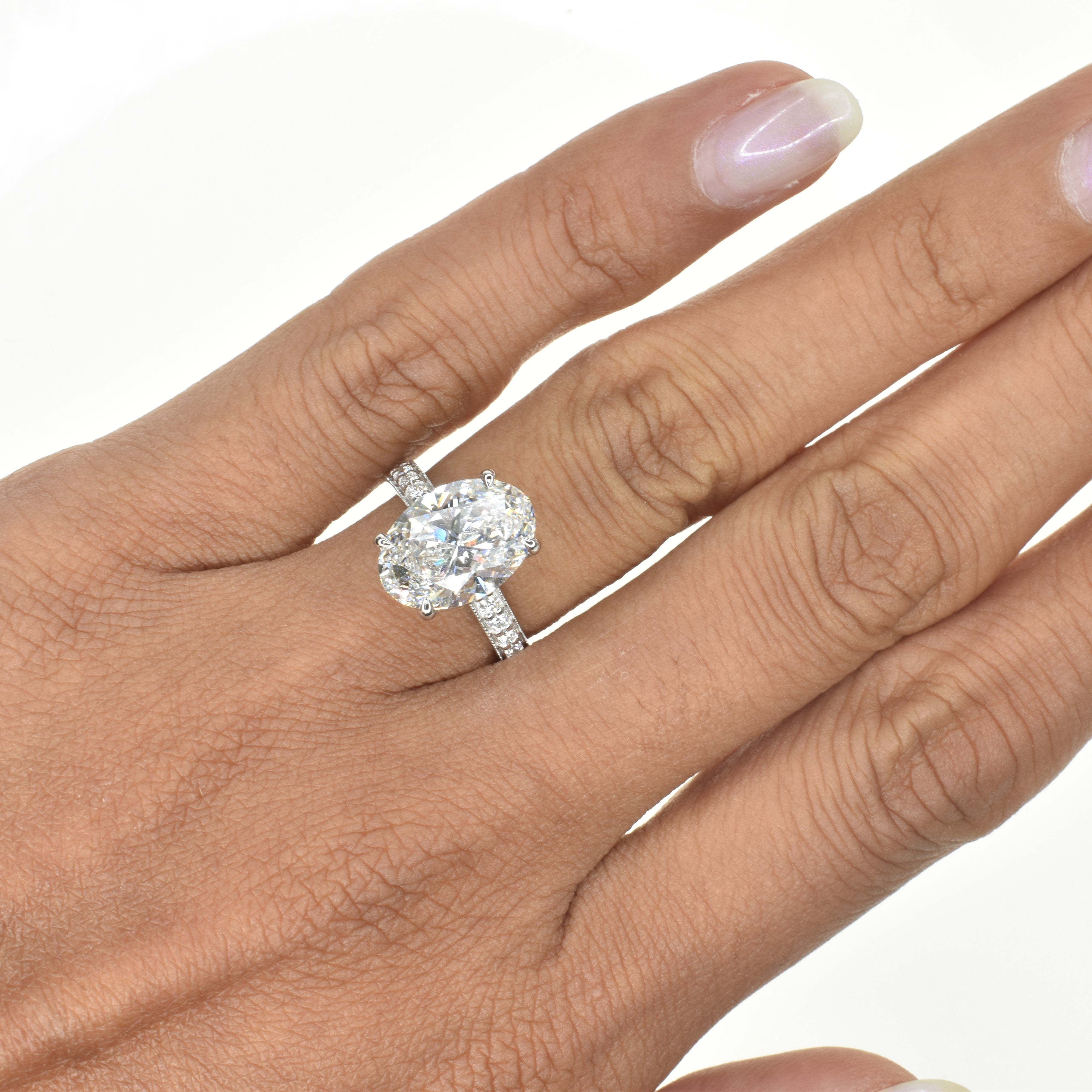 3.5ct Oval Ring with Diamonds on Shoulder
