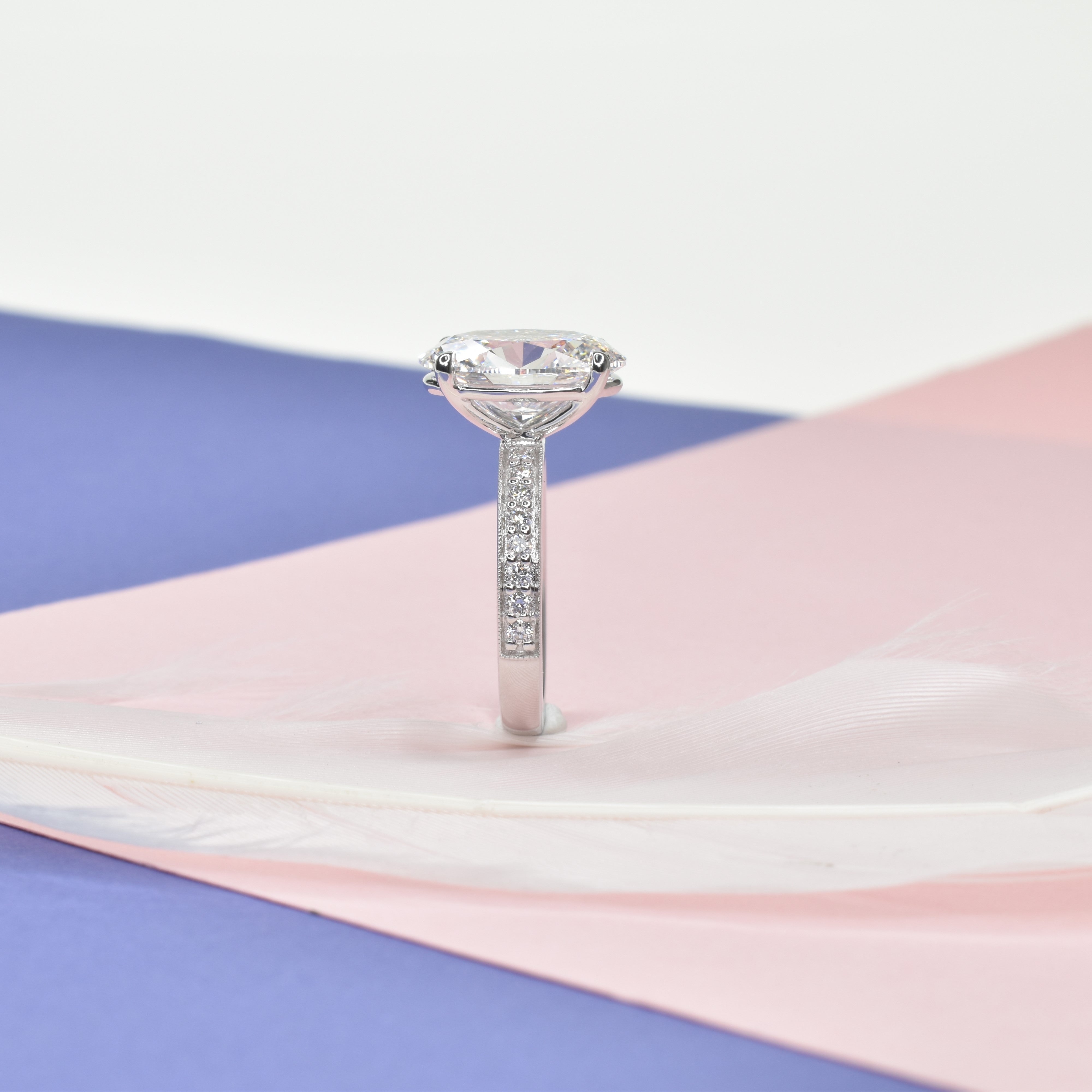 3.5ct Oval Ring with Diamonds on Shoulder