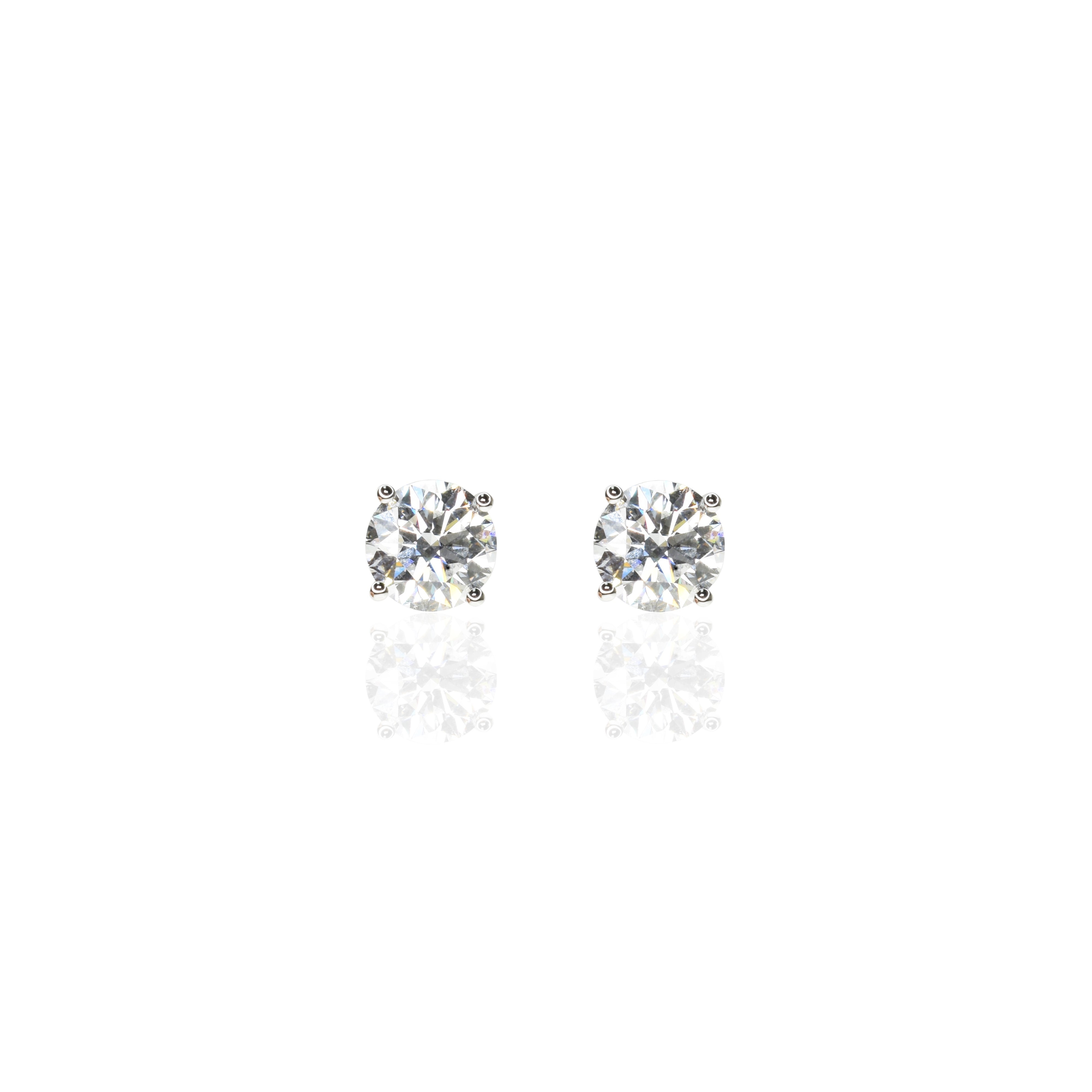 4ct Round Lab Grown Diamond Earrings with 4 Prongs