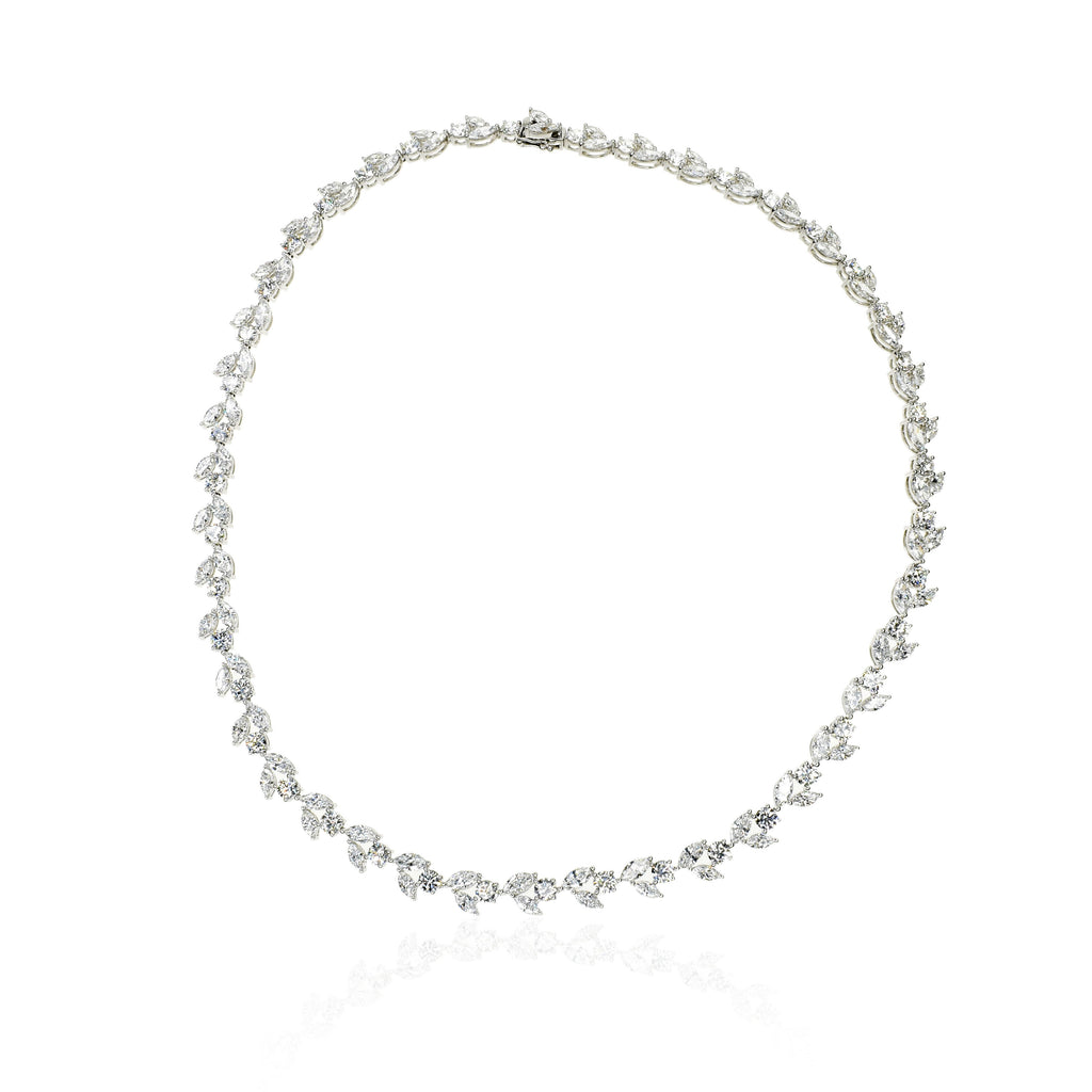 Tennis Necklace with Marquise and Round Diamonds