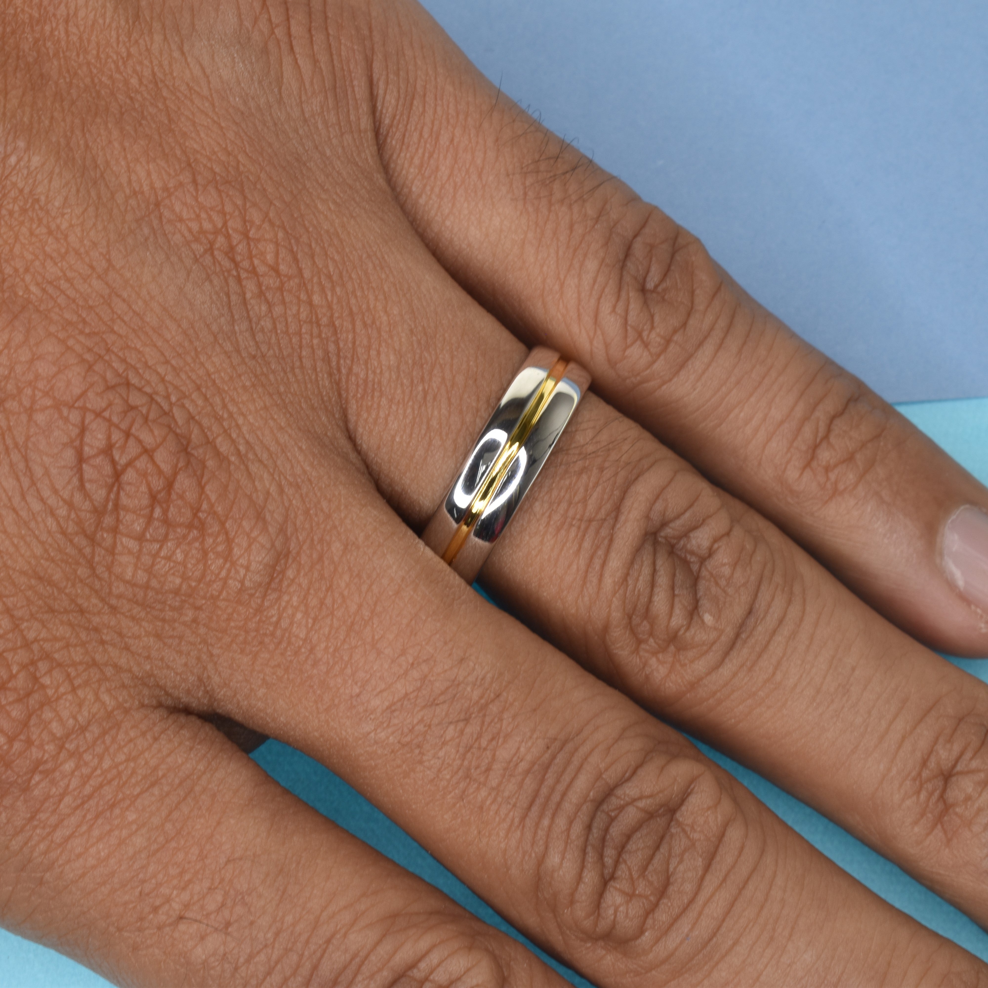 Grooved Men's Wedding Band 5.5mm Wide