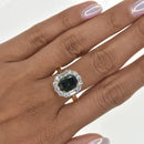 Parti Sapphire Halo Ring with Diamonds