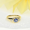 Sapphire Sunburst Ring with Diamonds