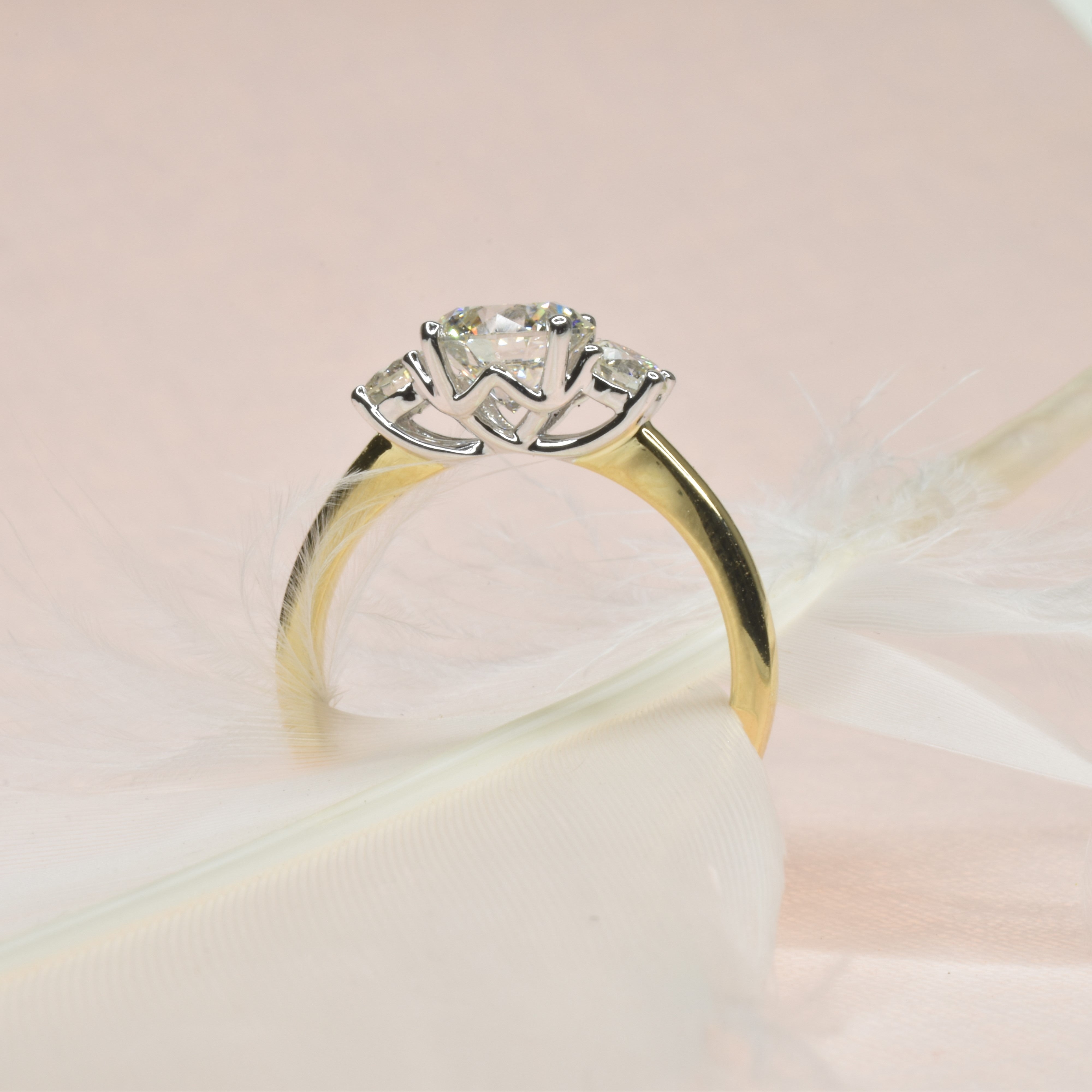 1ct Round Lab Grown Diamond Trilogy Engagement Ring