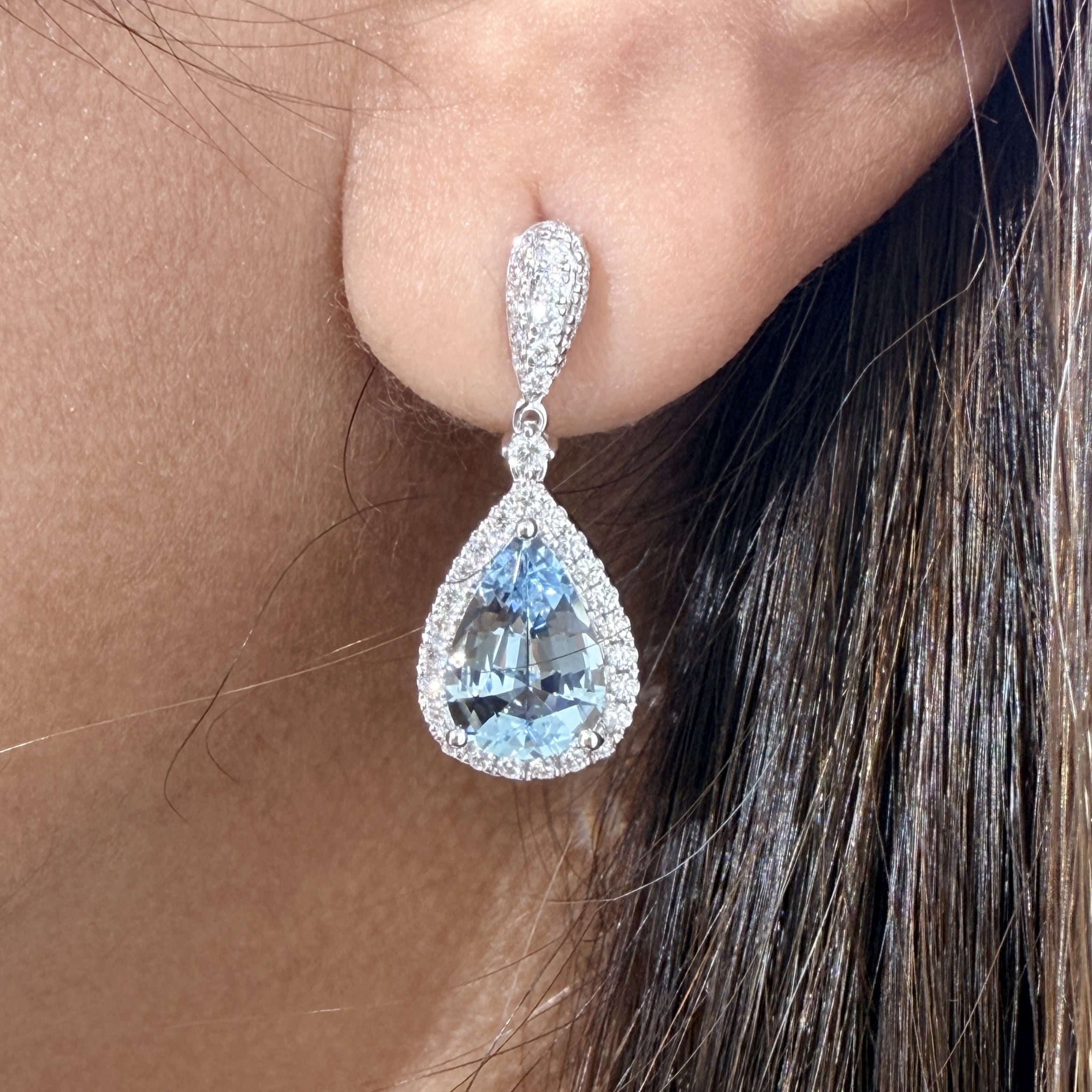 Pear Shape Aquamarine Earrings