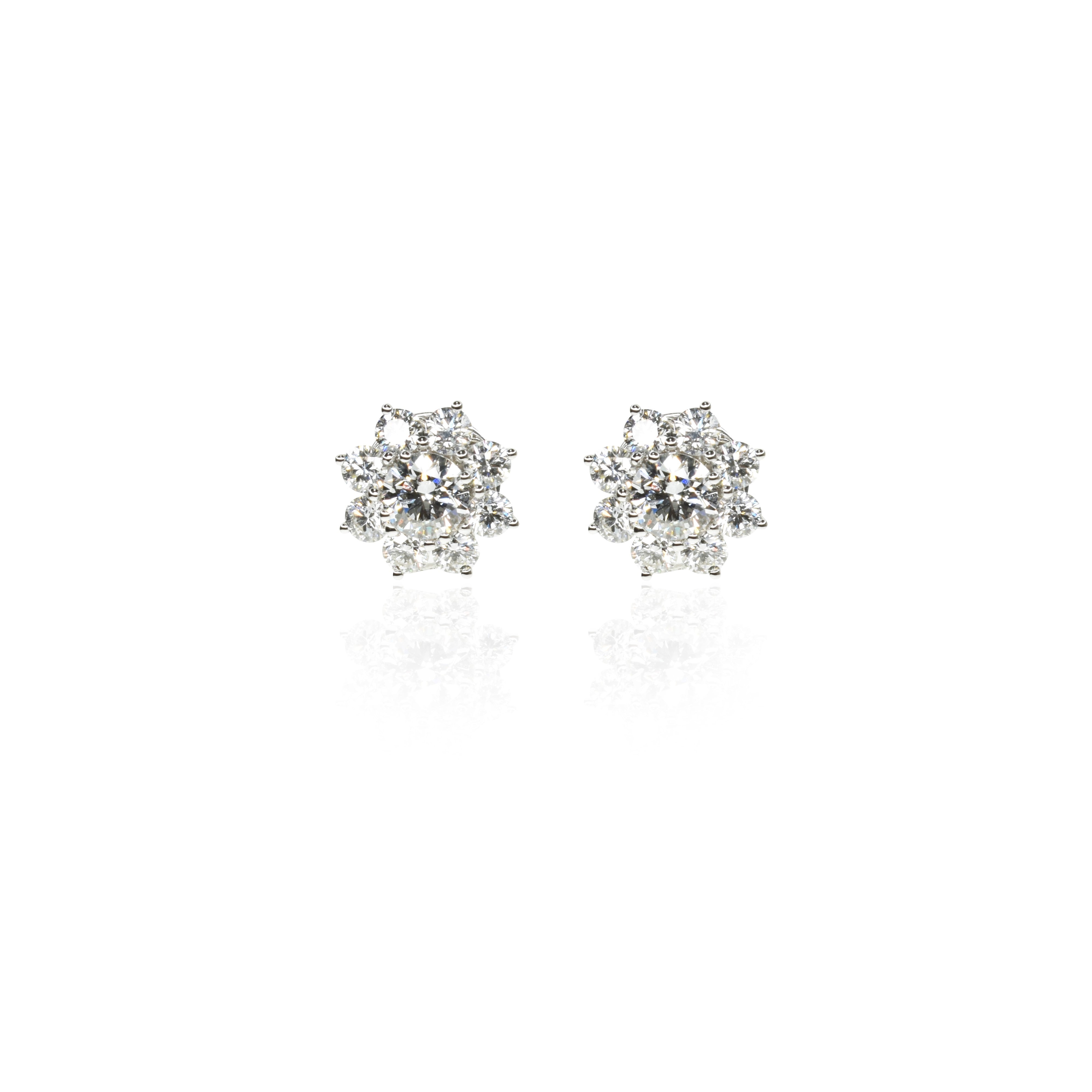 Diamond Studs with a Floral Halo
