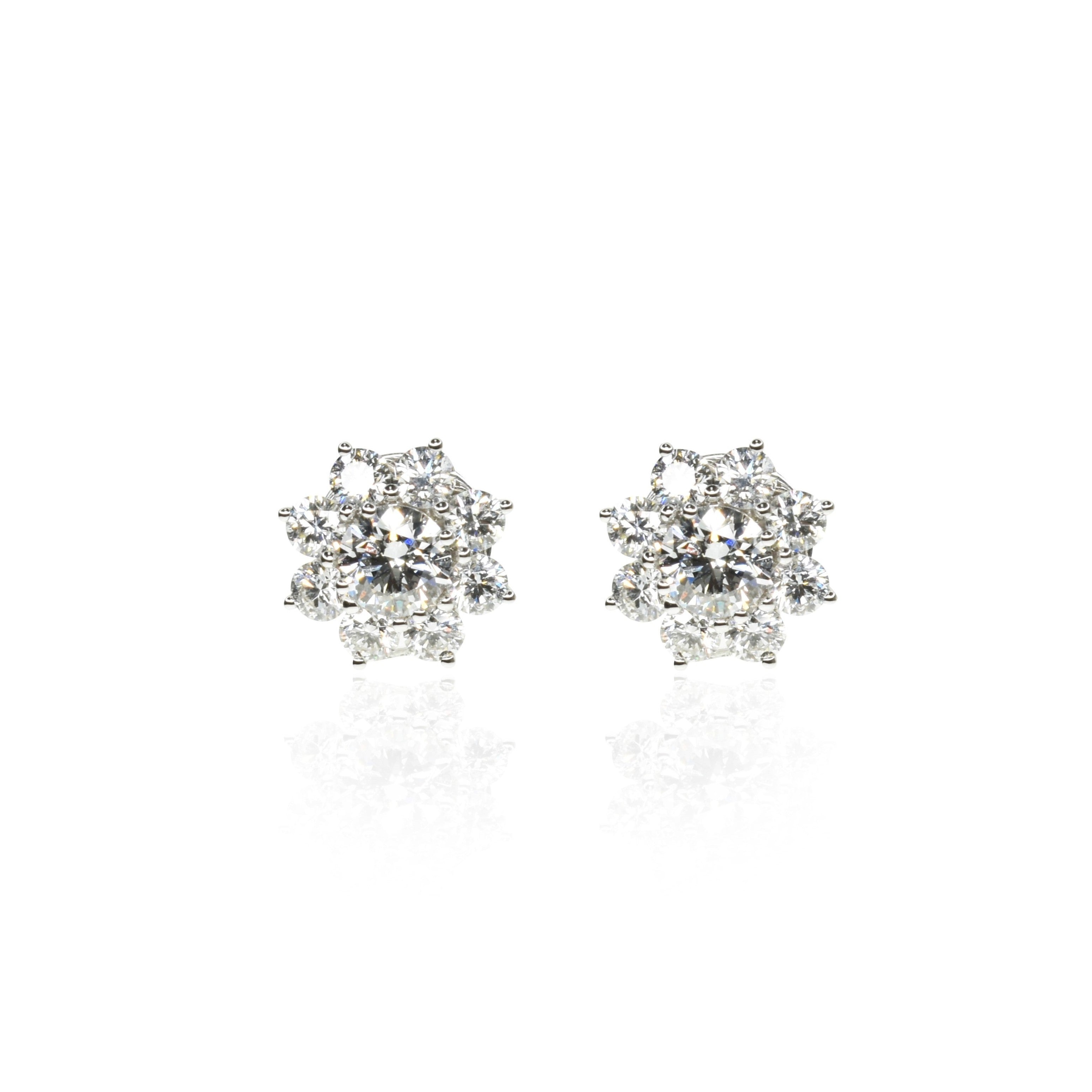 Diamond Studs with a Floral Halo