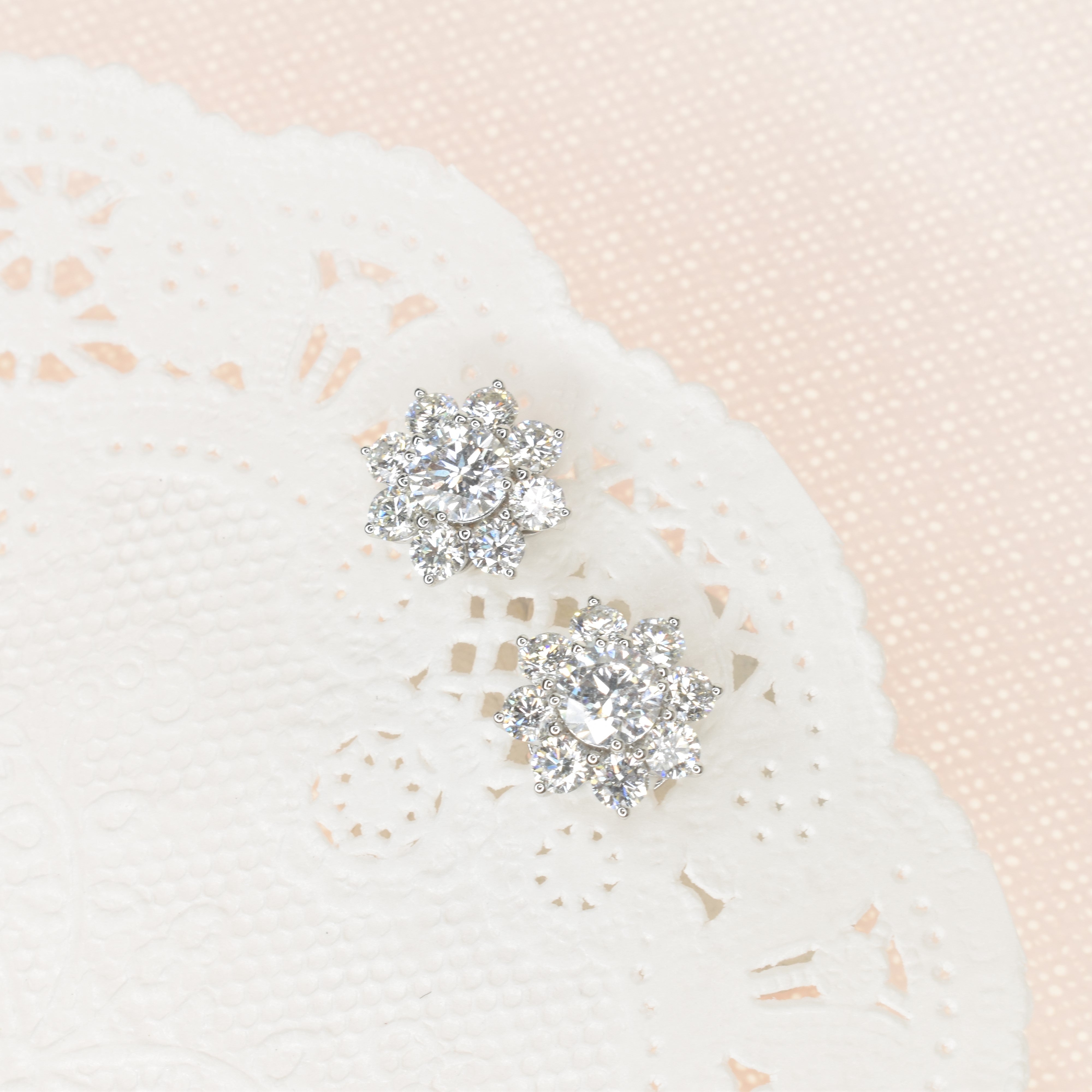 Diamond Studs with a Floral Halo