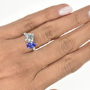 Moi Et Toi Ring with Asscher Cut Diamond and Tanzanite