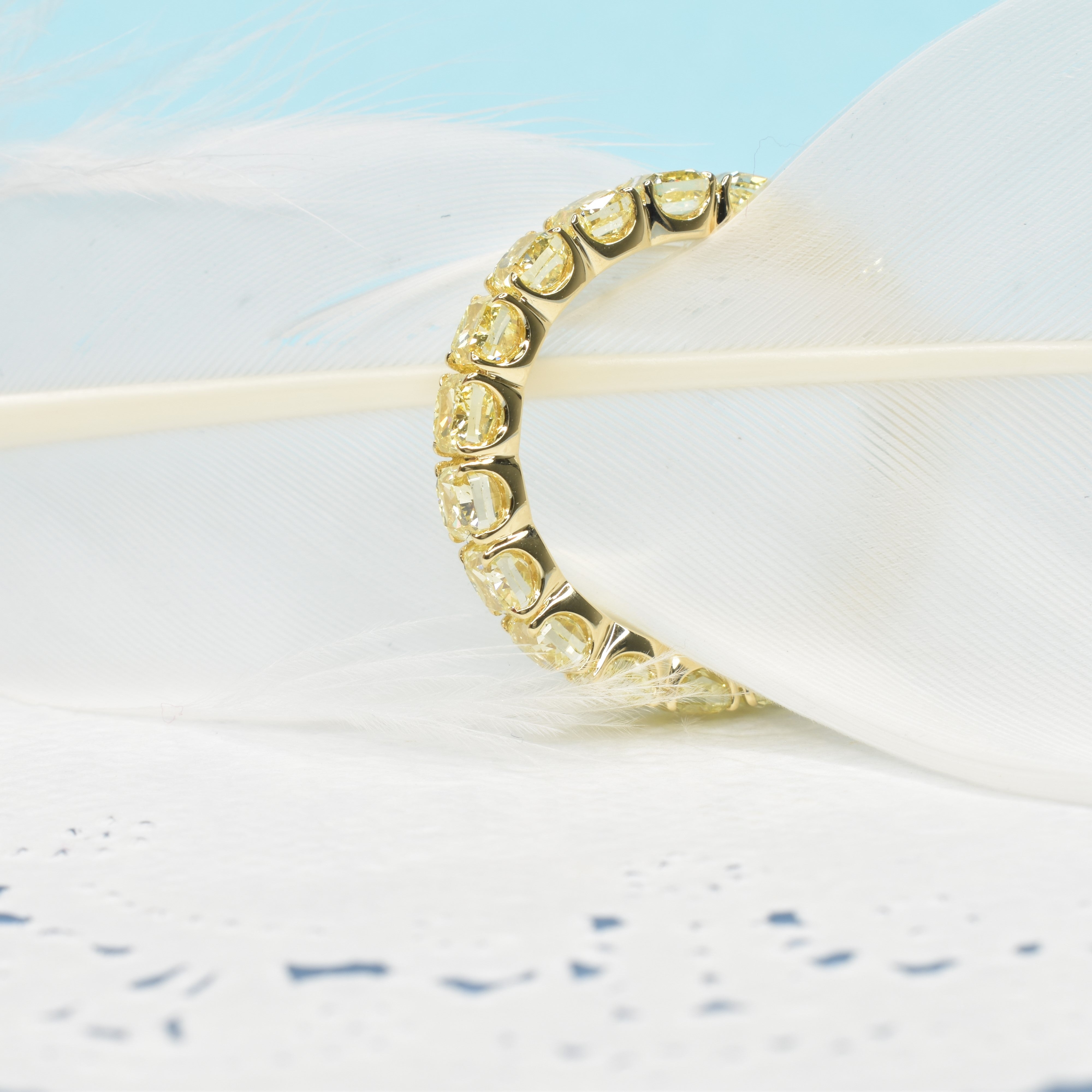 Fancy Yellow Cushion Diamond Eternity