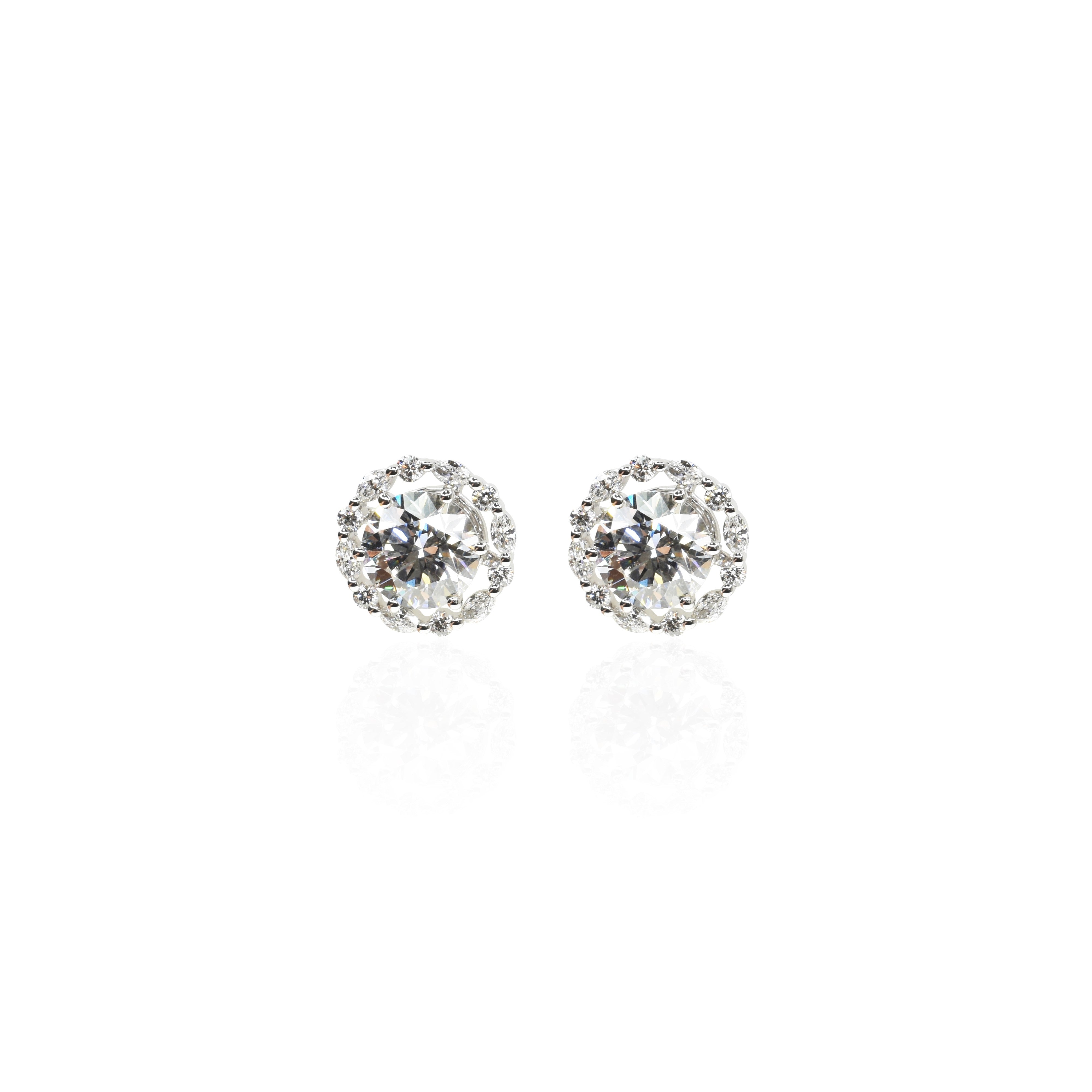 3ct Round Lab Grown Diamond Earrings with Halo