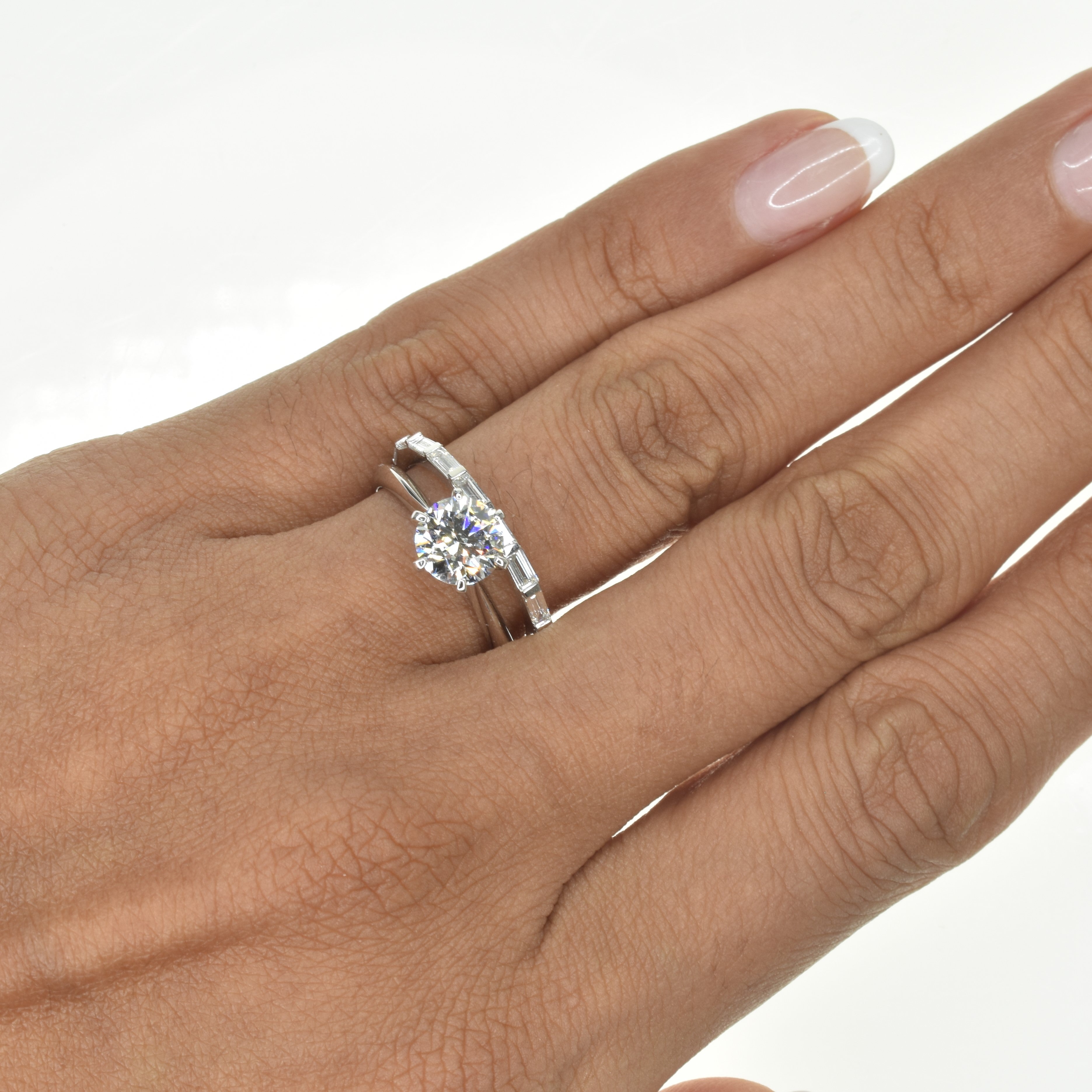 Sideways Baguette Half Eternity Band