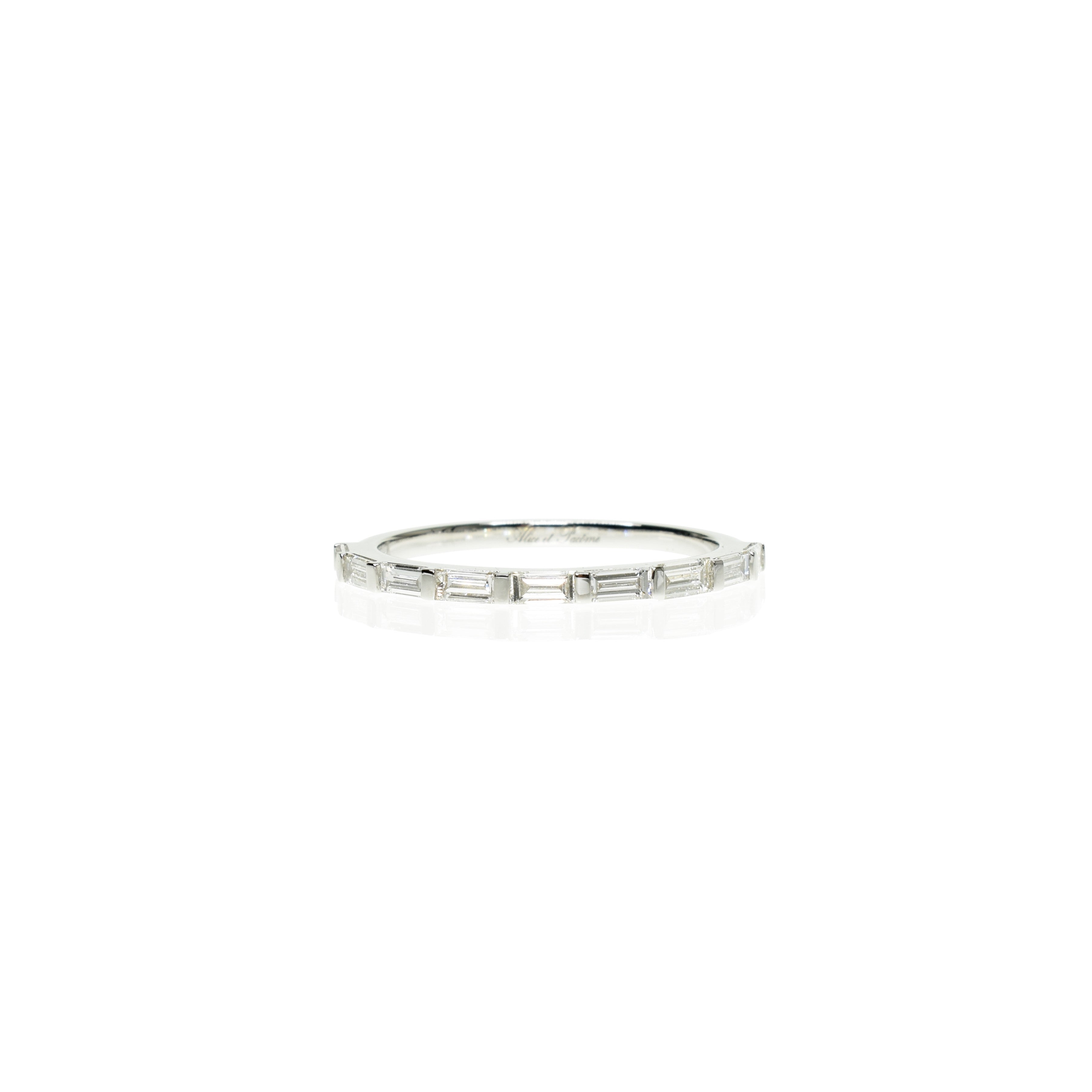 Sideways Baguette Half Eternity Band