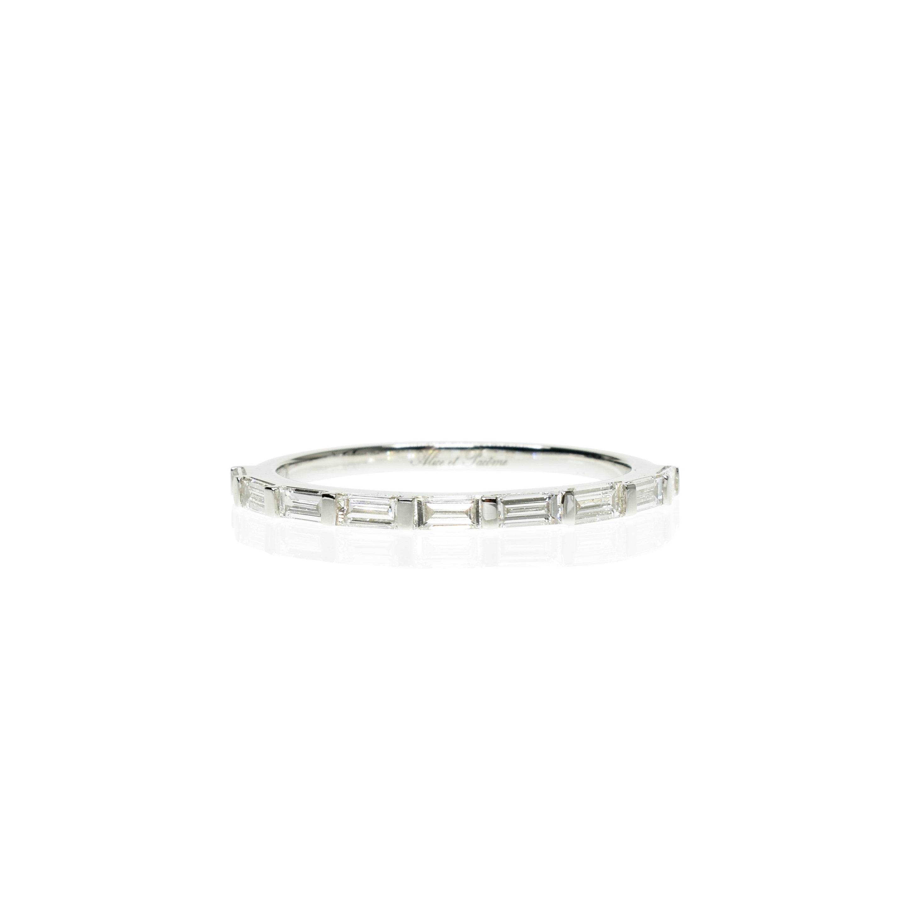 Sideways Baguette Half Eternity Band