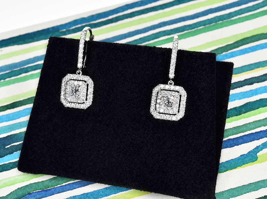 Princess Cut Diamond Dress Earrings