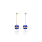 Dangling Blue Enamel and Gold Earrings