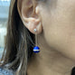 Dangling Blue Enamel and Gold Earrings