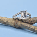 Split Shank Engagement Ring with Emerald Shaped Diamond