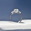 Cushion Engagement Ring with Pear Shaped Shoulder Diamonds