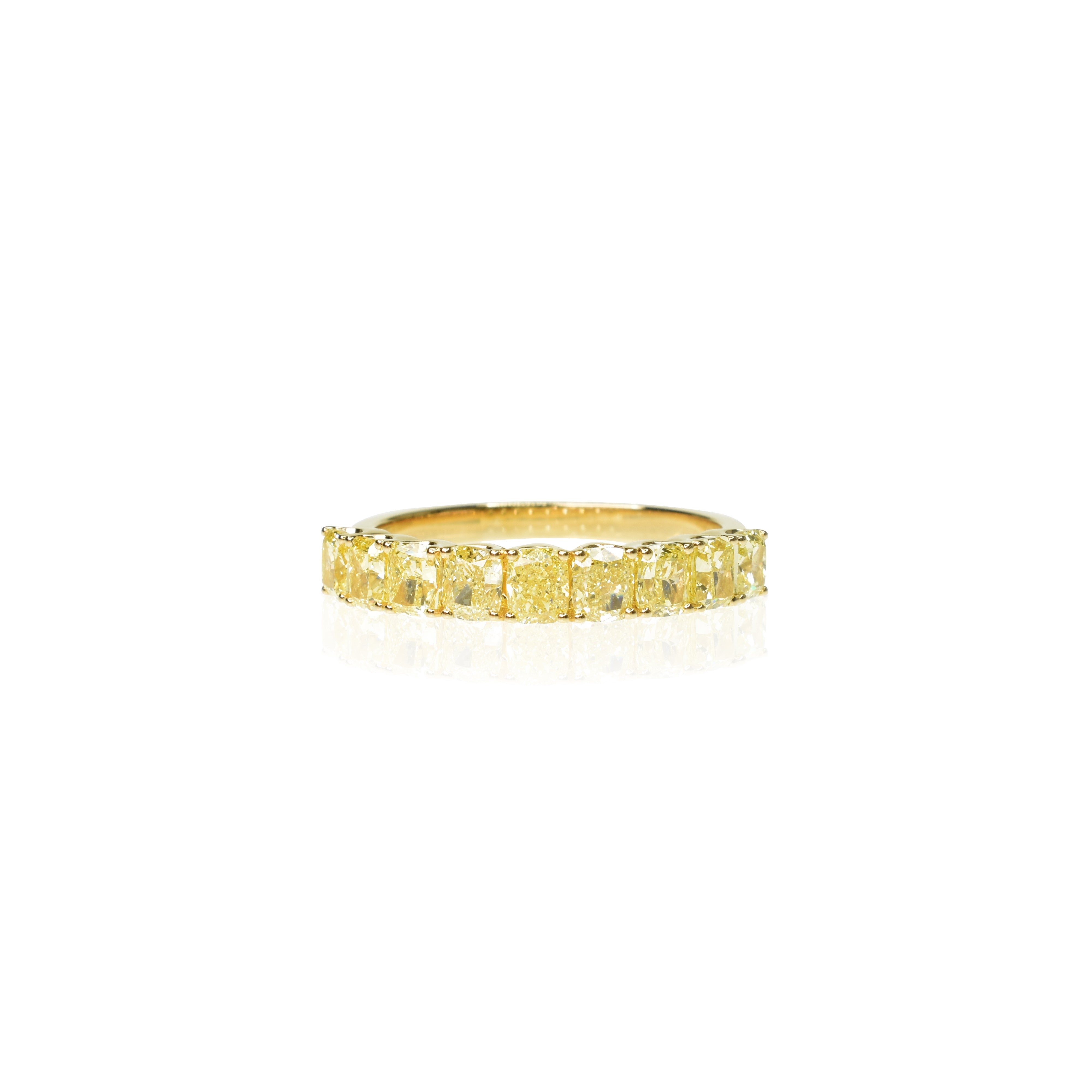 Yellow Diamond Cushion Half Eternity Band