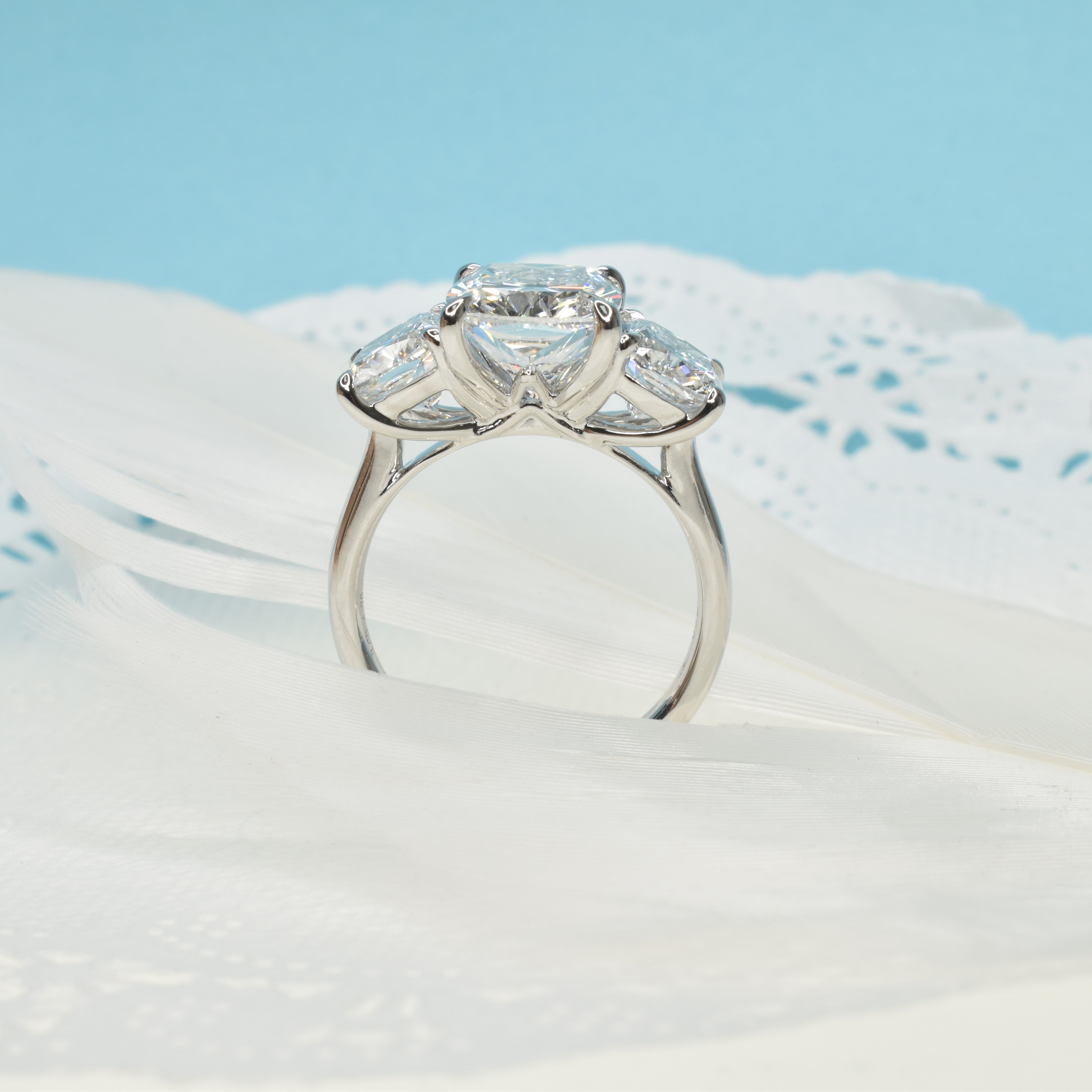 Elongated Cushion Trilogy Ring