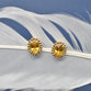 Yellow Sapphire Earrings with Beaded Halo
