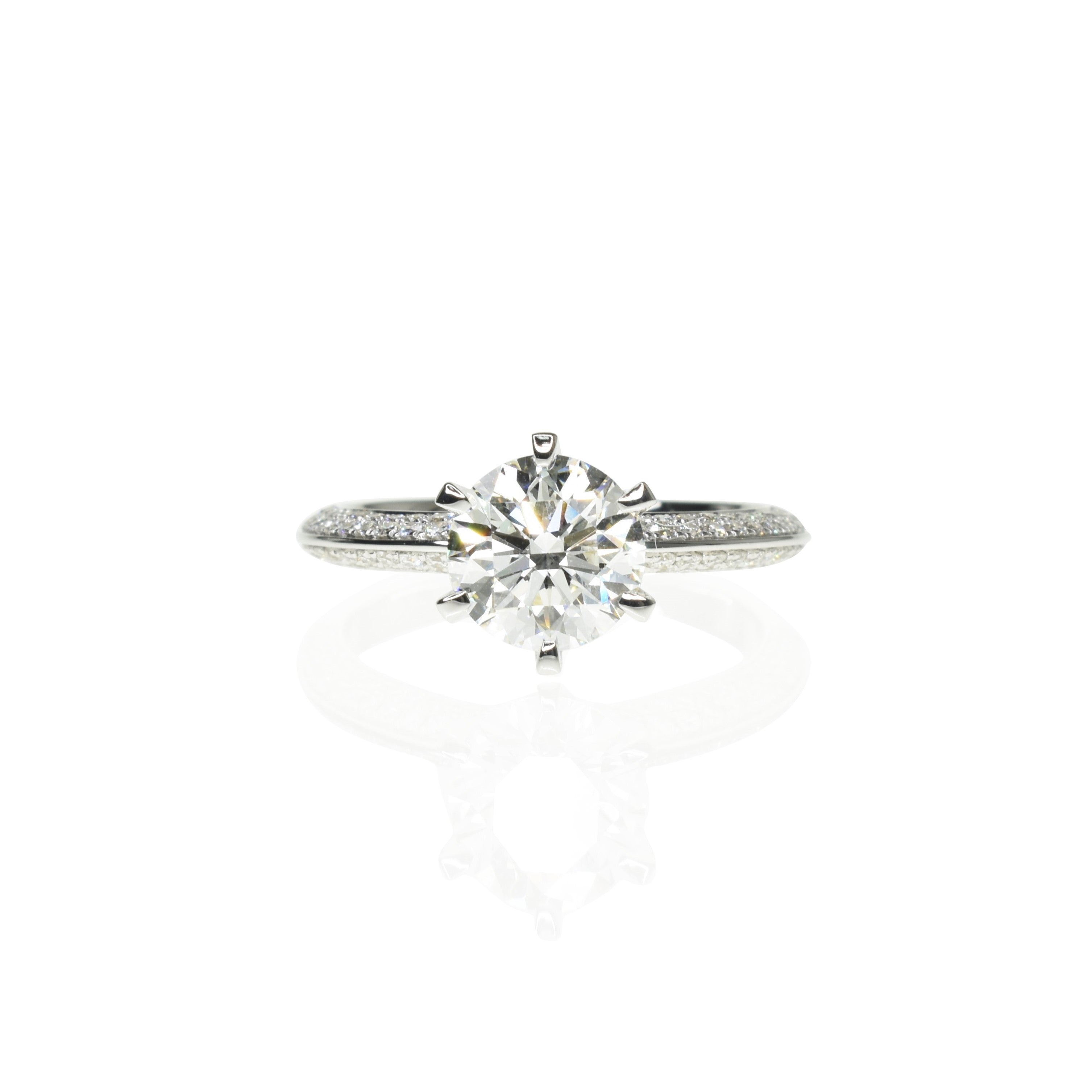 6 Claw Engagement Ring with Pave Diamonds