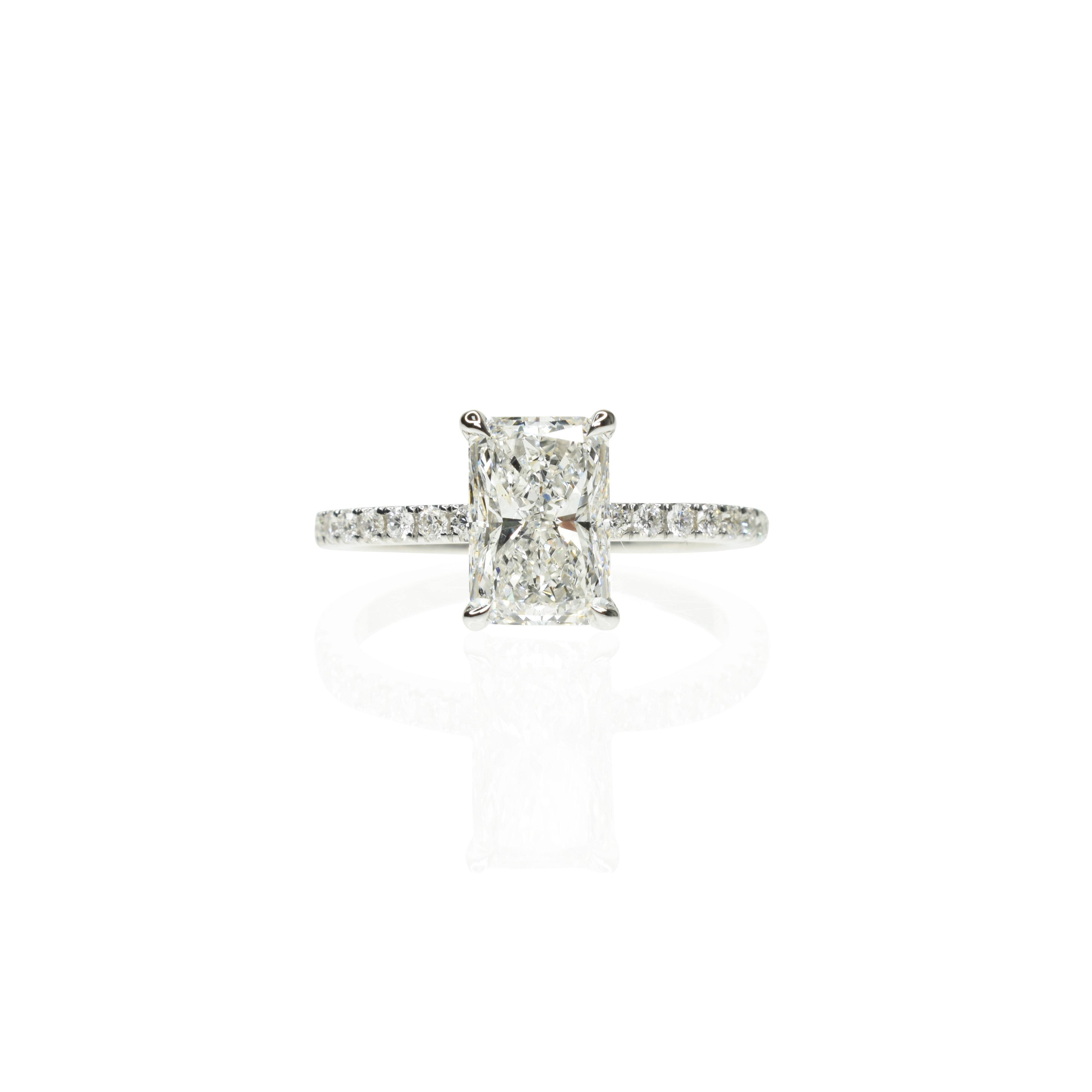 Radiant Cut Diamond Engagement Ring with Pavé Band