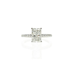 Radiant Cut Diamond Engagement Ring with Pavé Band