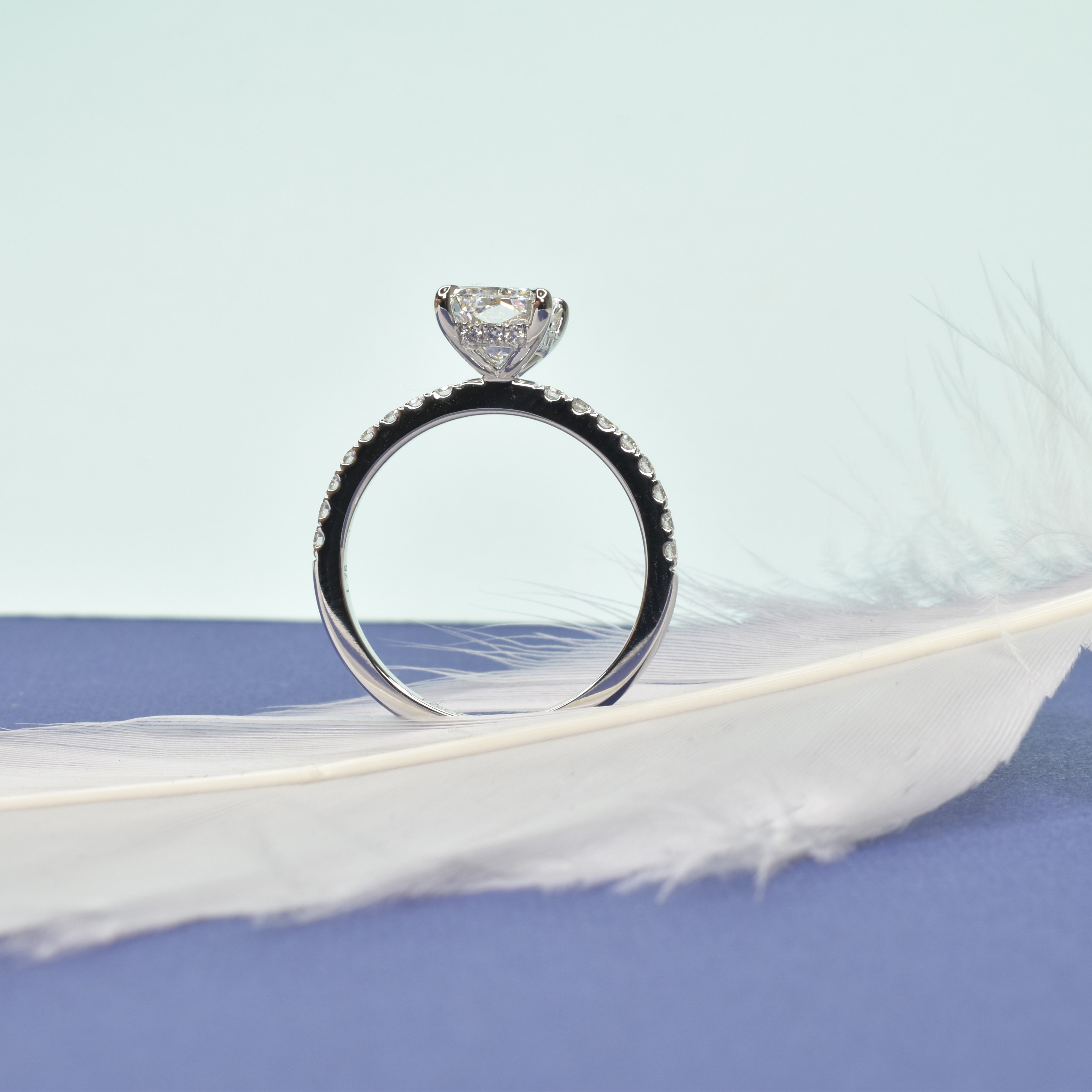 Radiant Cut Diamond Engagement Ring with Pavé Band