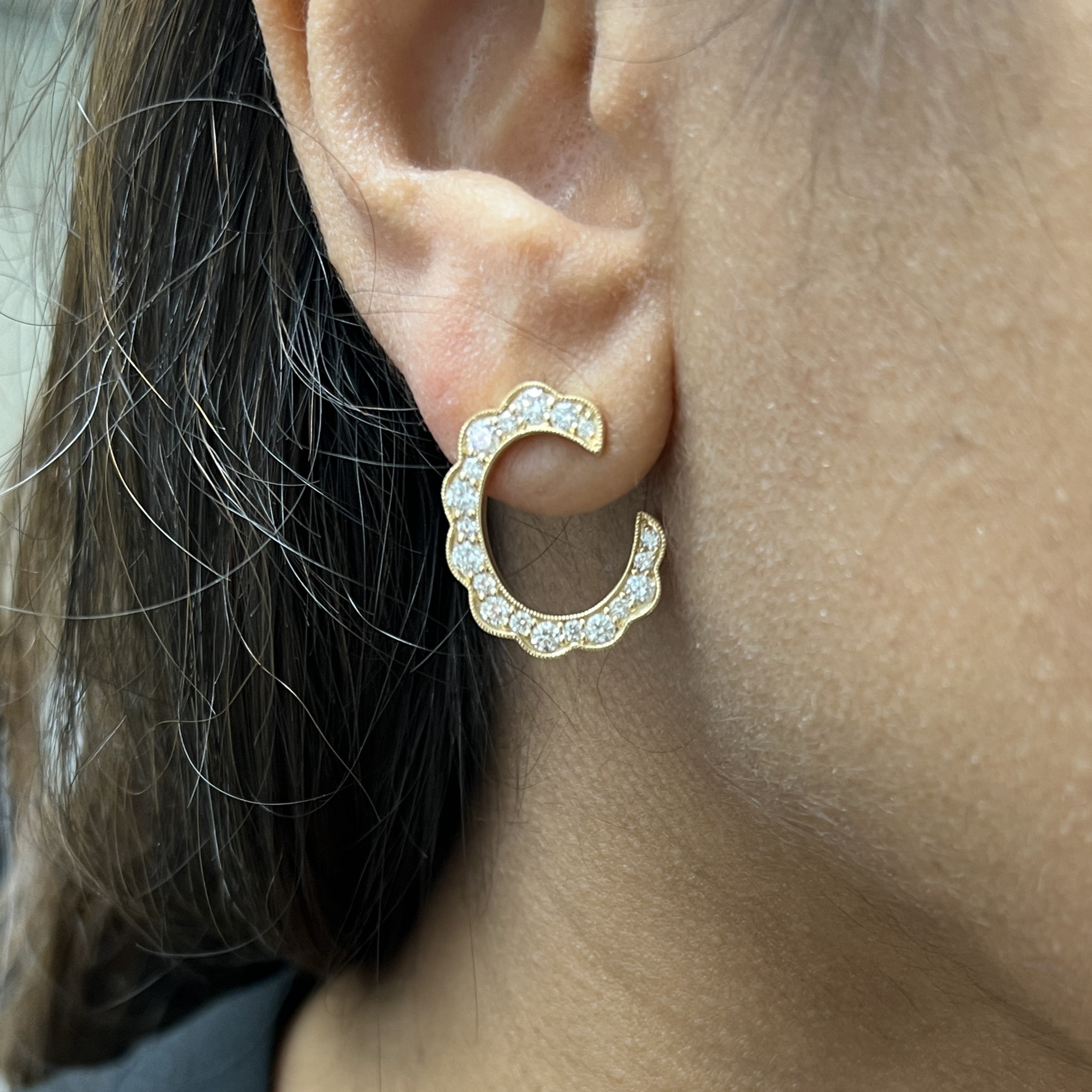 Stylish Scallop Front & Back Hoops