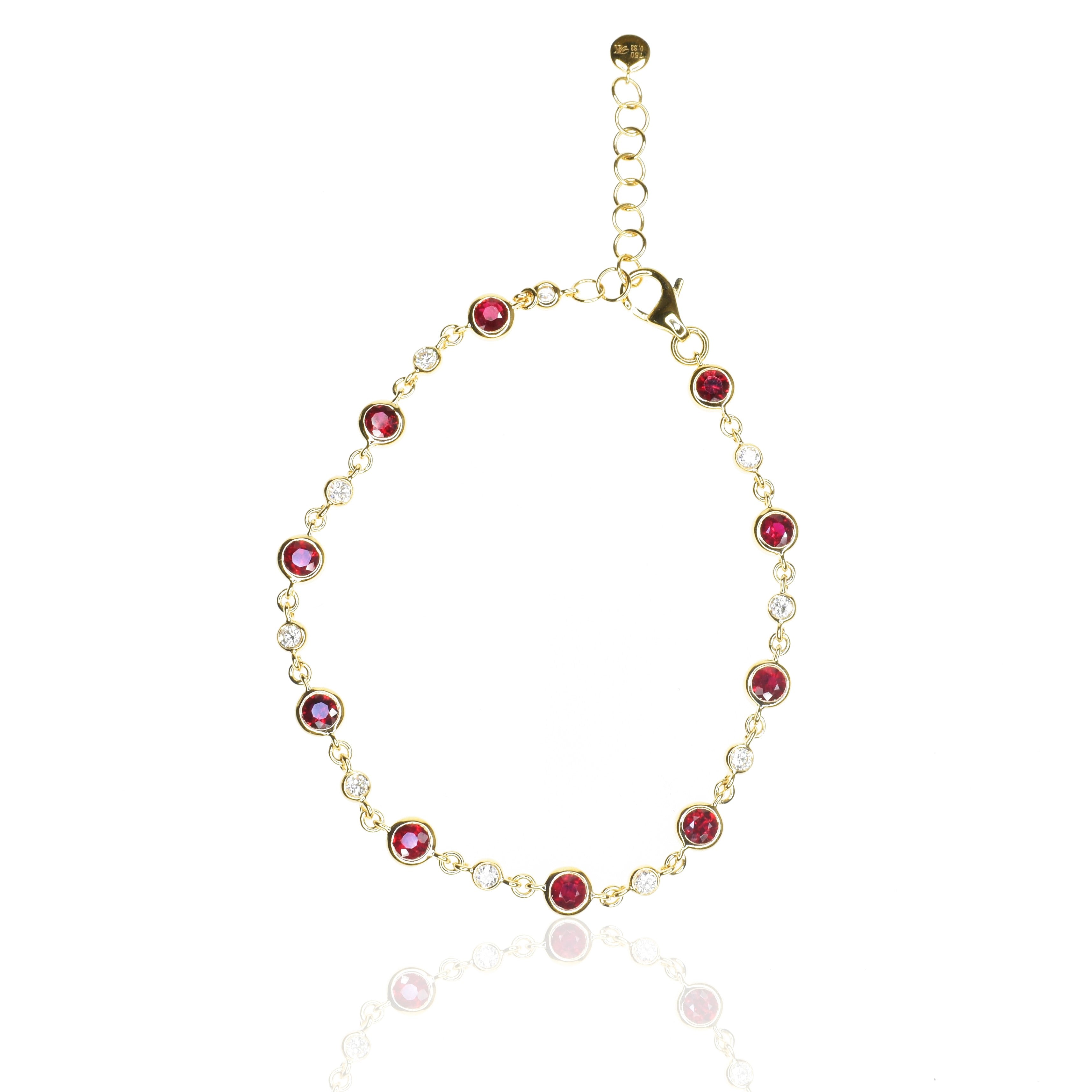 Rubies and Diamond Half and Half Bracelet