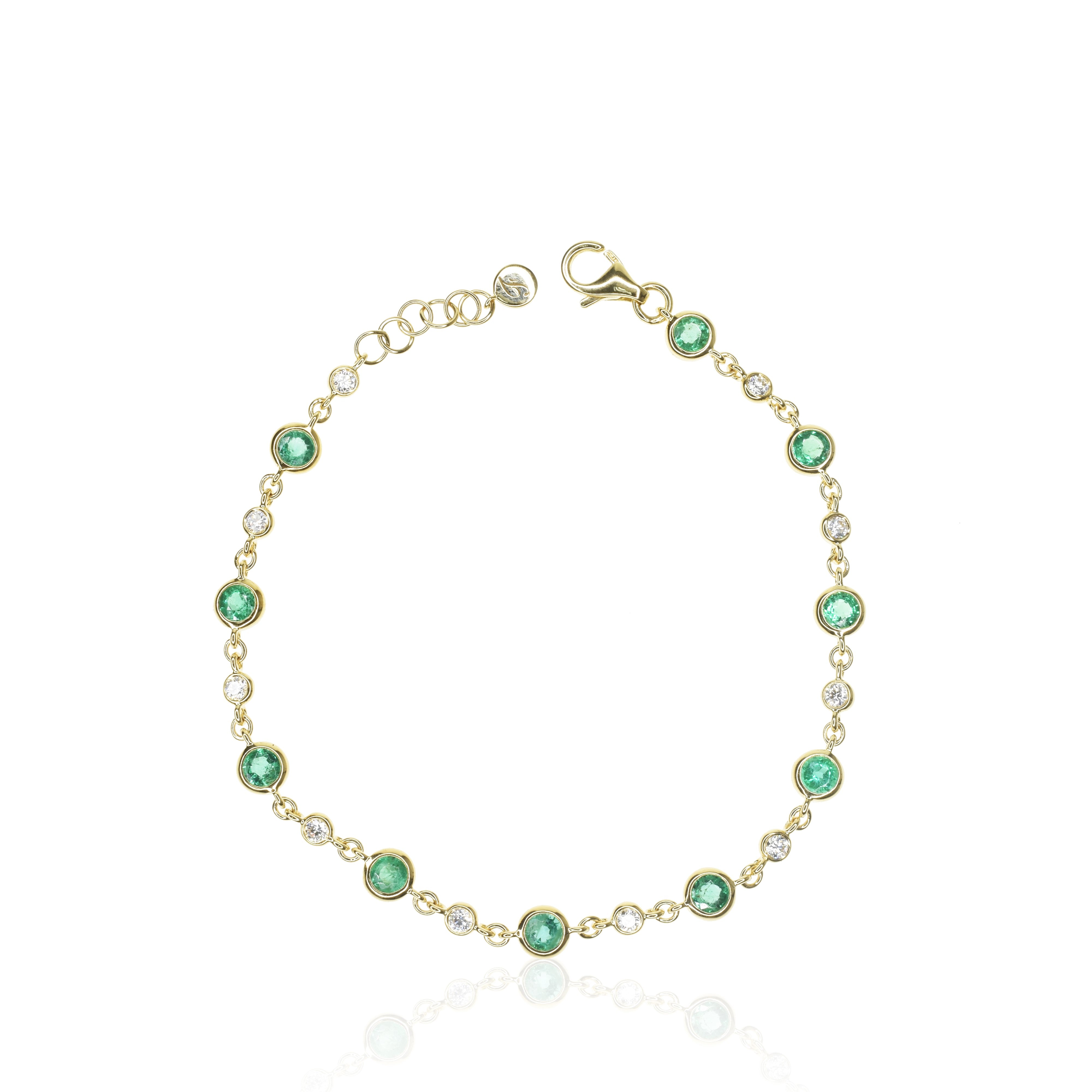Emerald and Diamond Half and Half Bracelet