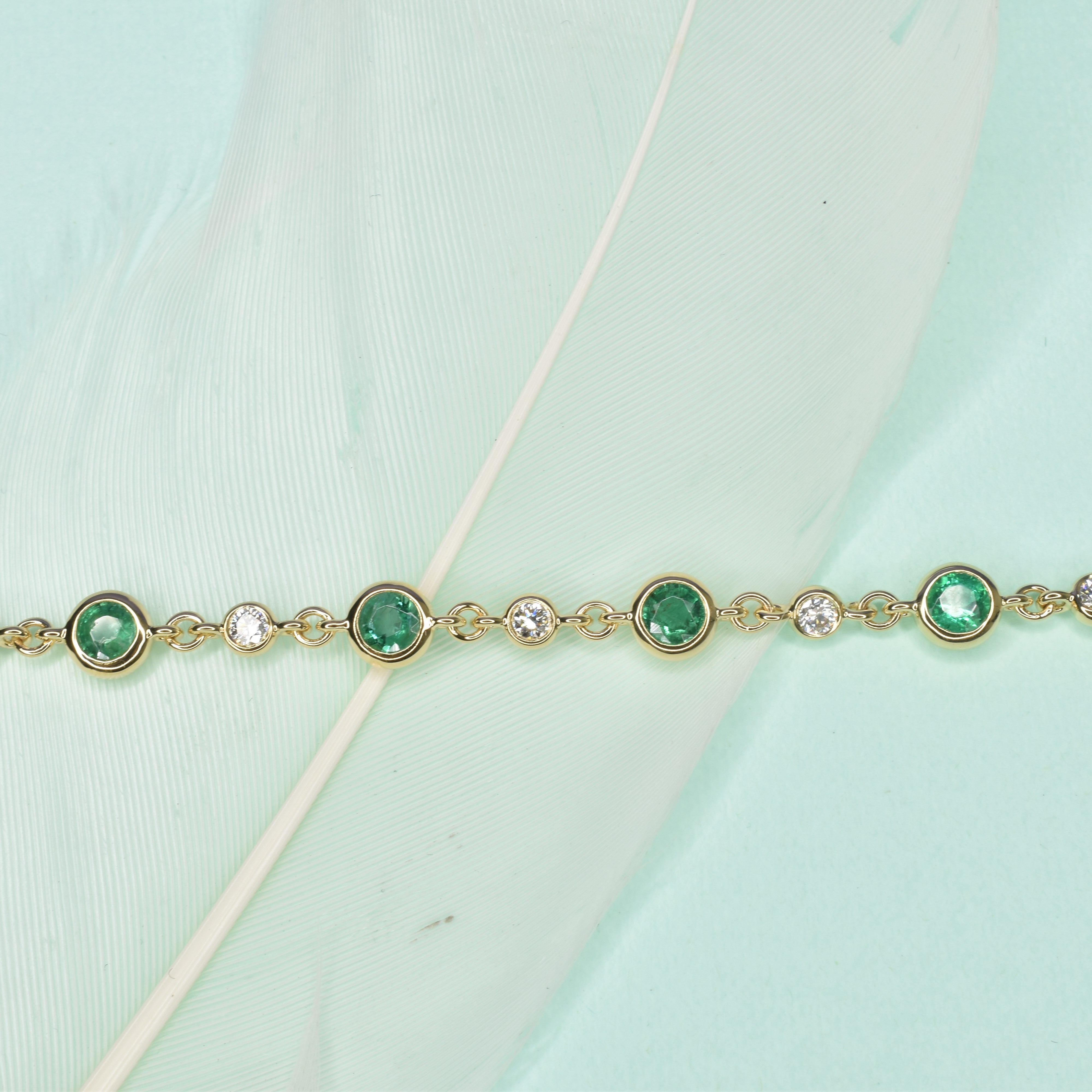 Emerald and Diamond Half and Half Bracelet