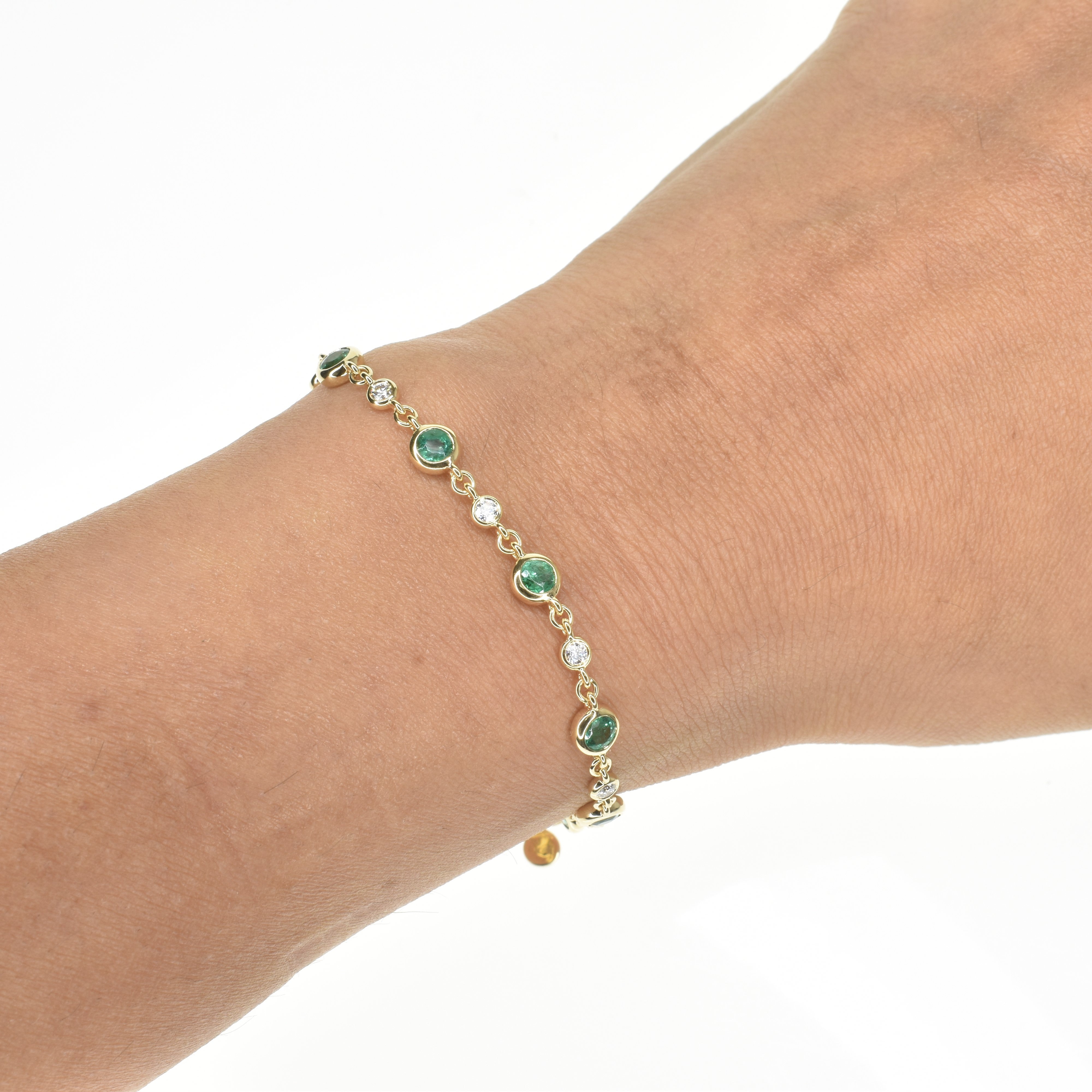 Emerald and Diamond Half and Half Bracelet