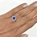 Royal Blue Sapphire with Diamond Halo