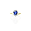Royal Blue Sapphire with Diamond Halo