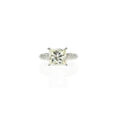 Princess Cut Ring with Pave Diamonds on Shoulder