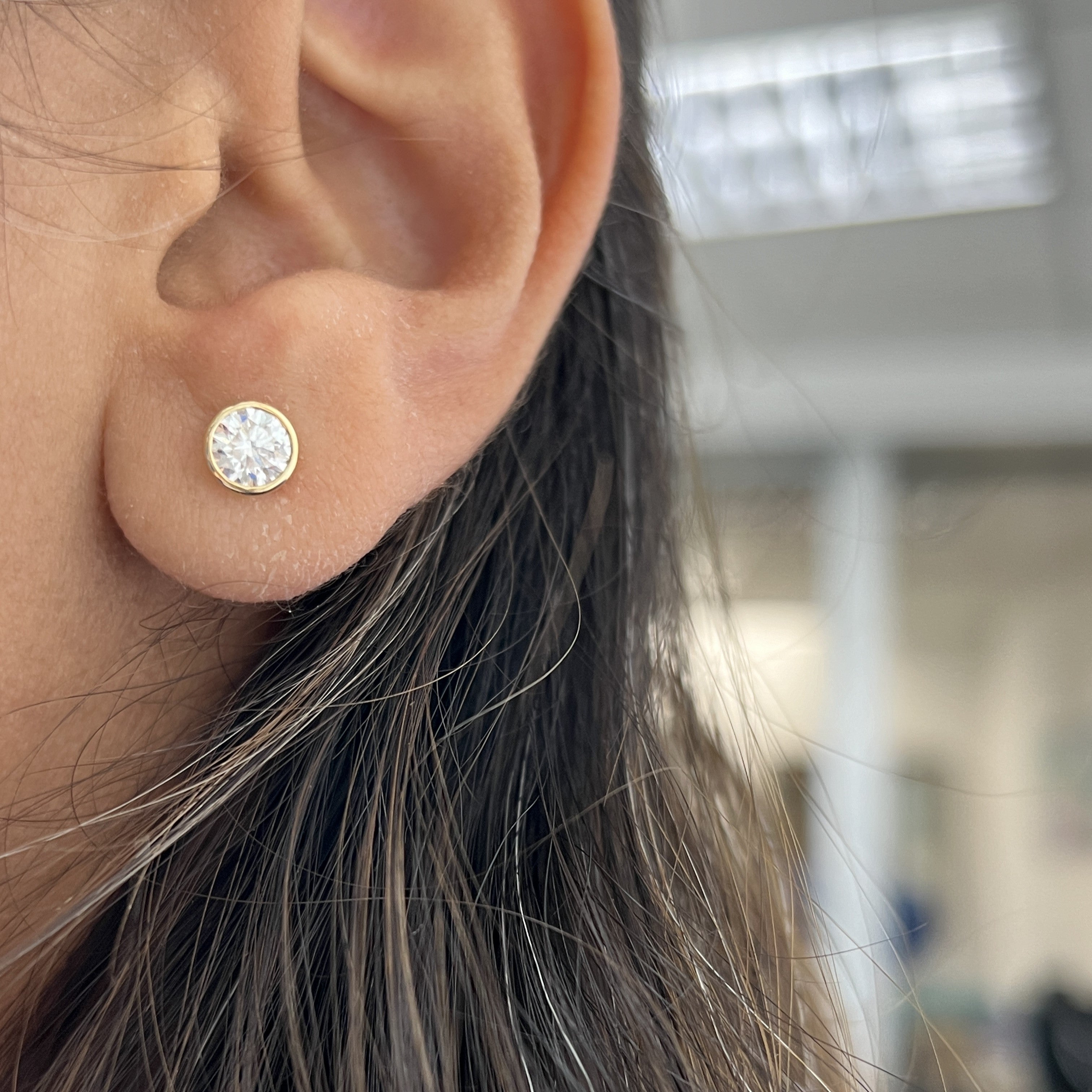 0.60ct Bezel Set Certified Round Diamond Earrings